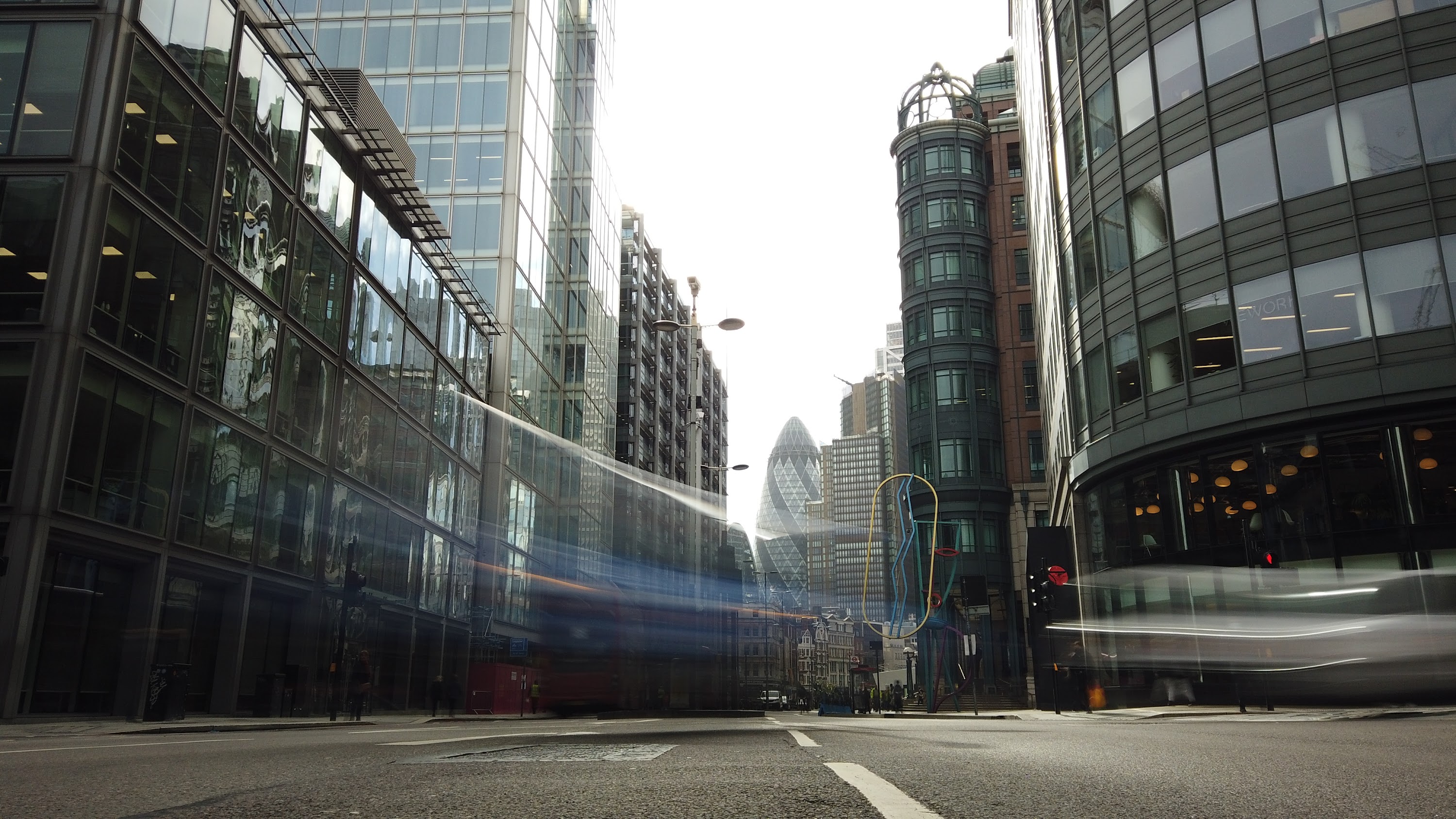 City of London Financial District Street View with The Gherkin