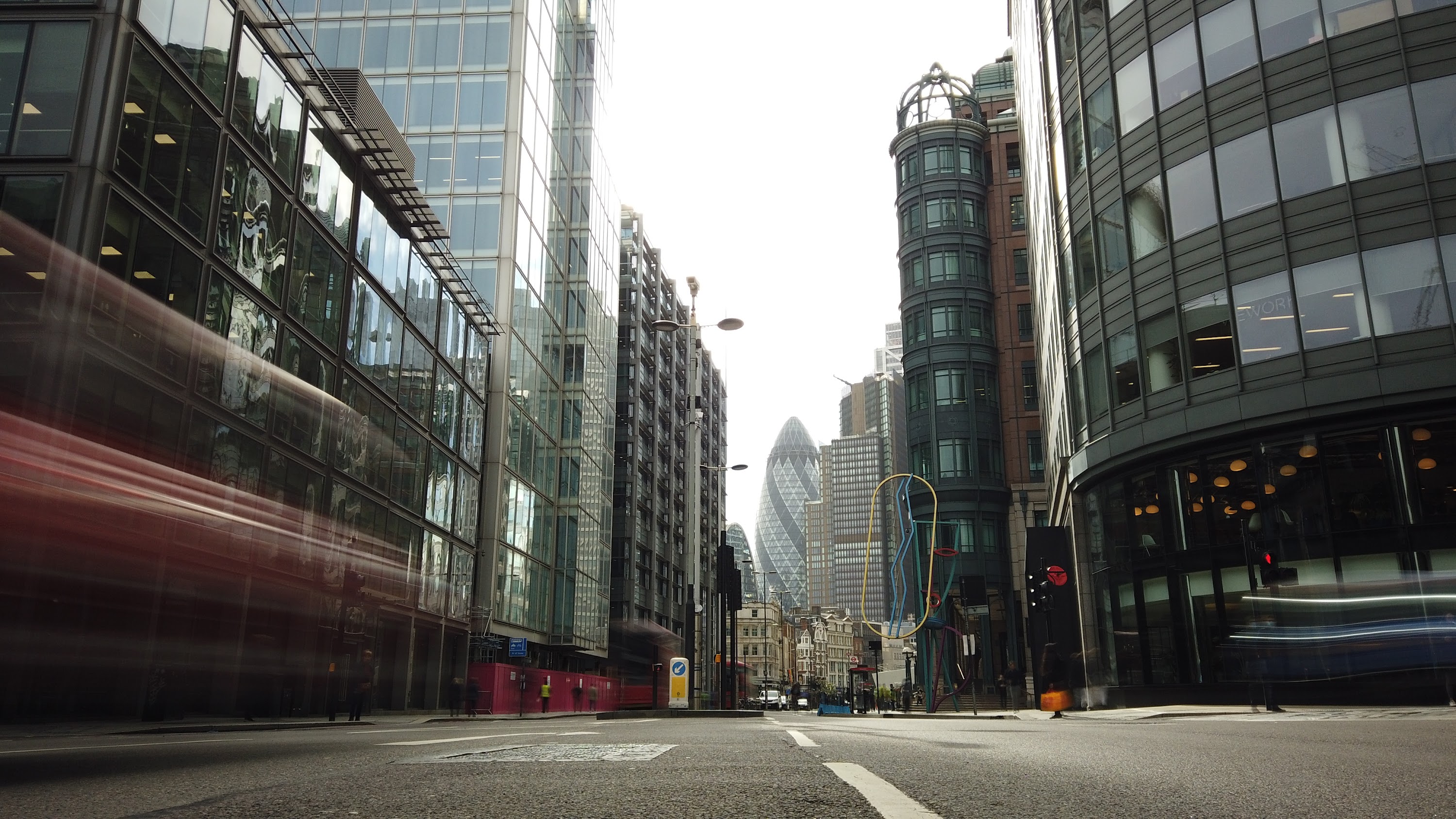 City of London Financial District Street View with The Gherkin