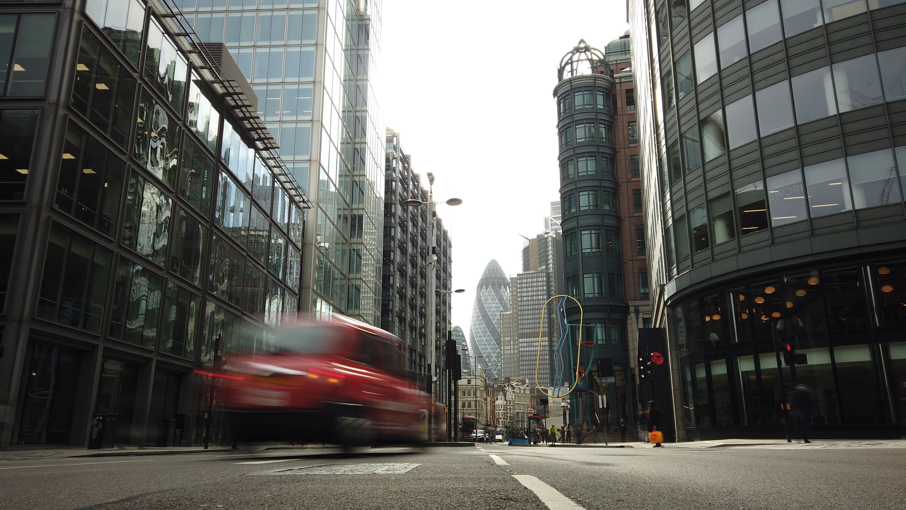 City of London Financial District Street View with The Gherkin