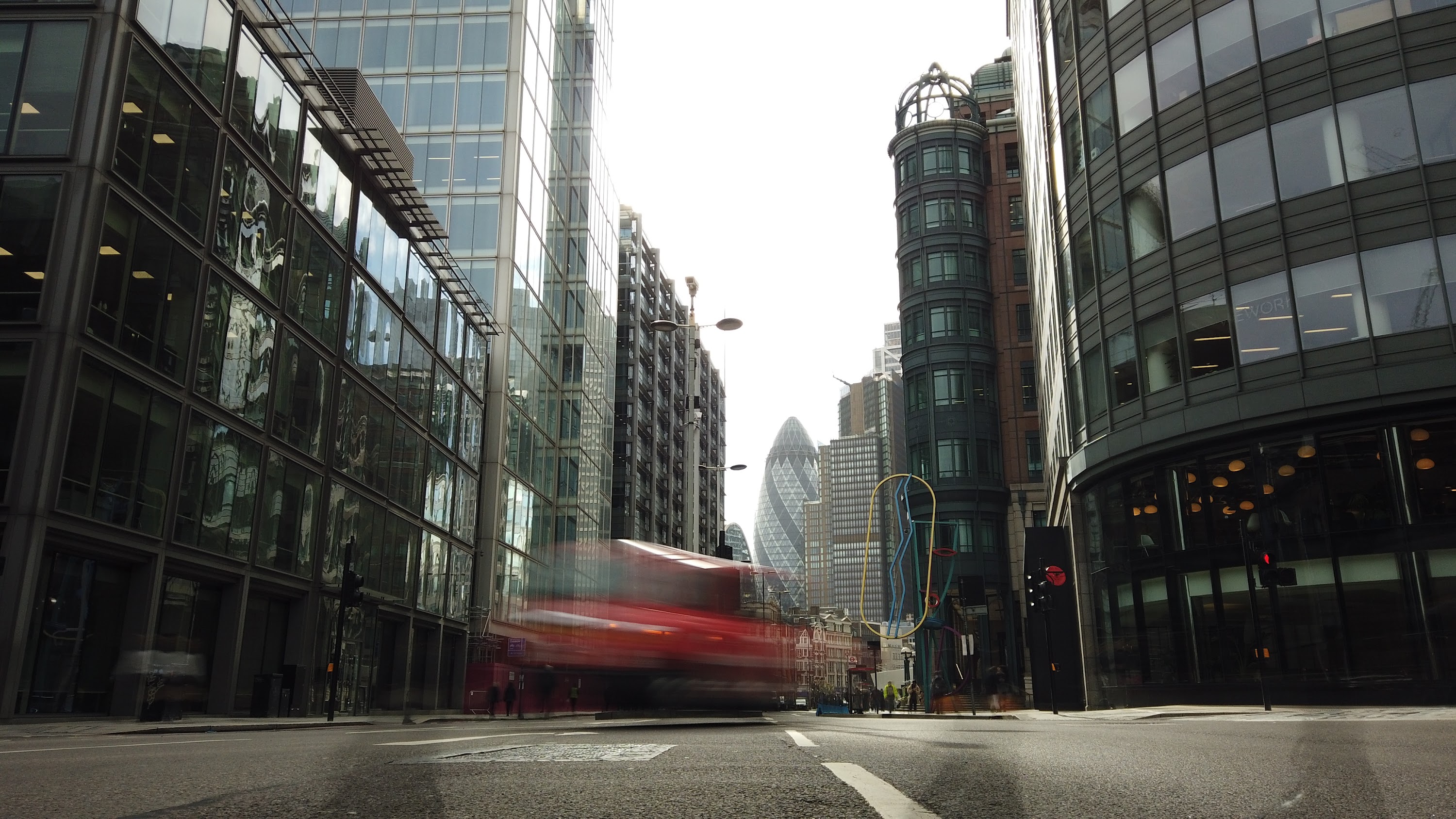 City of London Financial District Street View with The Gherkin