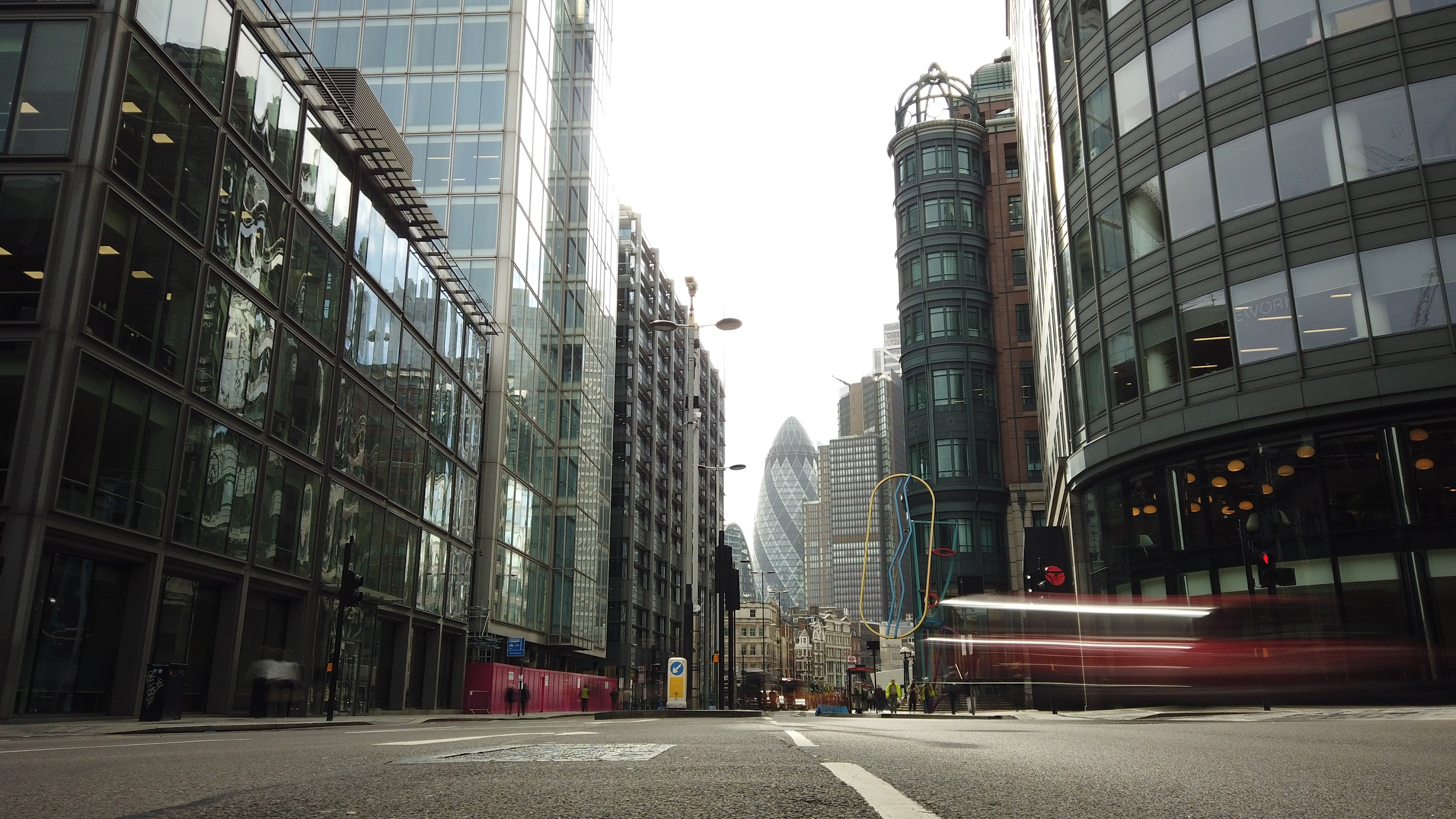 City of London Financial District Street View with The Gherkin