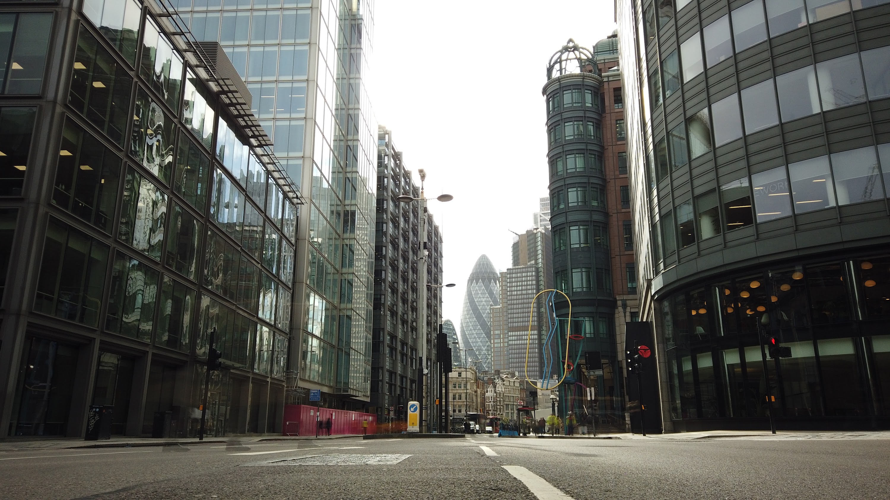 City of London Financial District Street View with The Gherkin