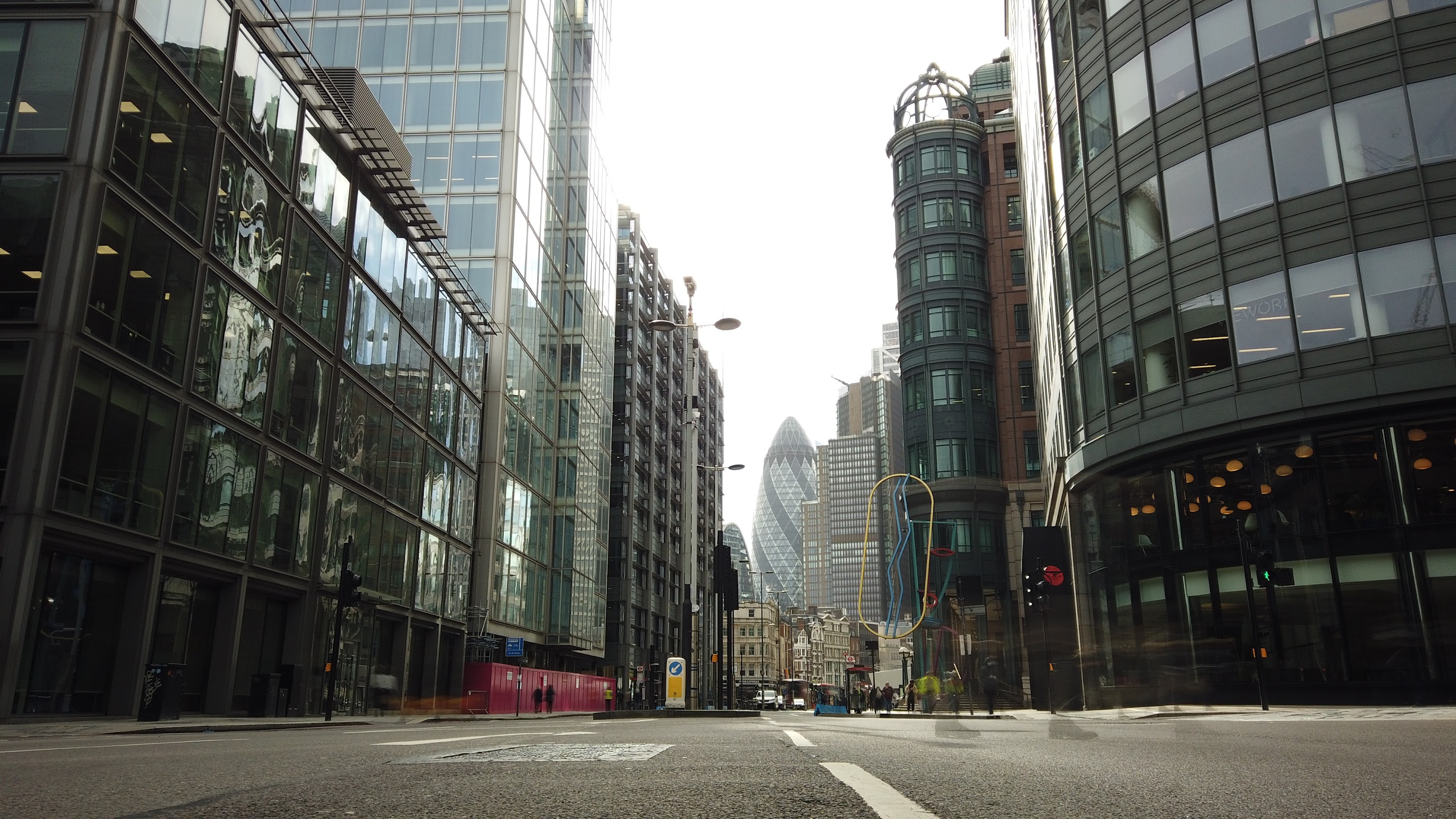 City of London Financial District Street View with The Gherkin