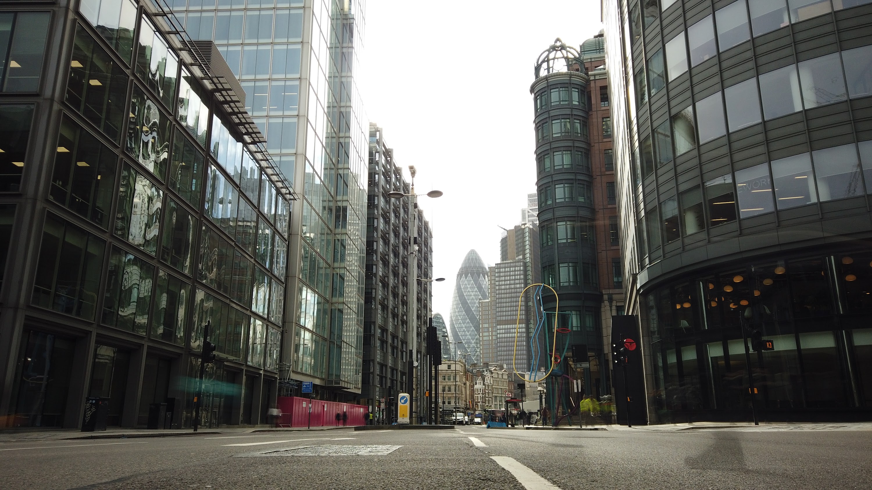 City of London Financial District Street View with The Gherkin