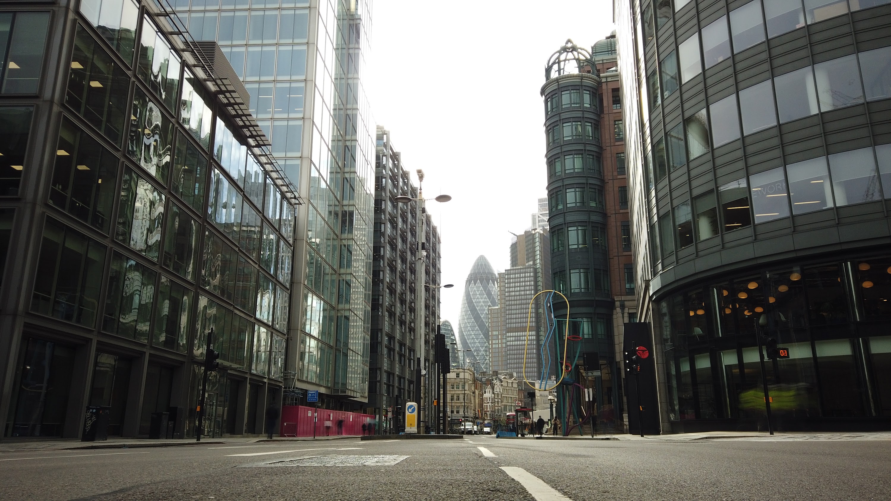 City of London Financial District Street View with The Gherkin