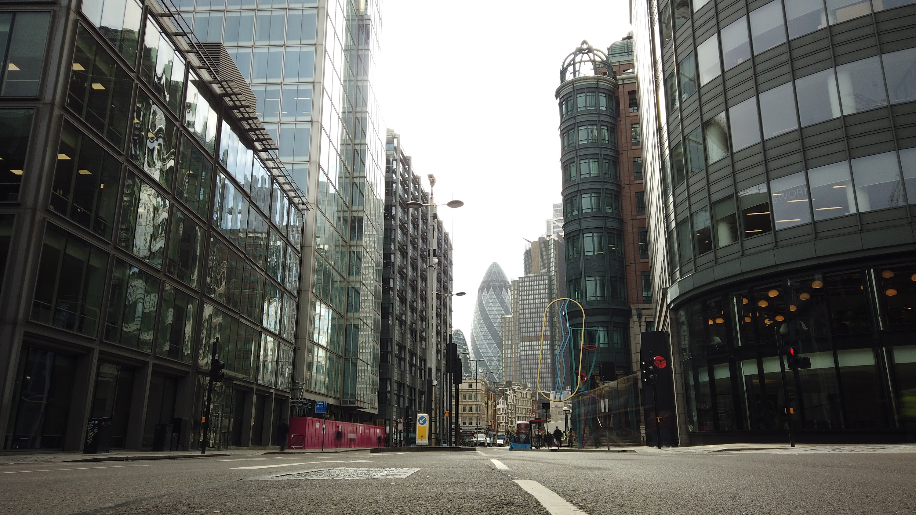 City of London Financial District Street View with The Gherkin