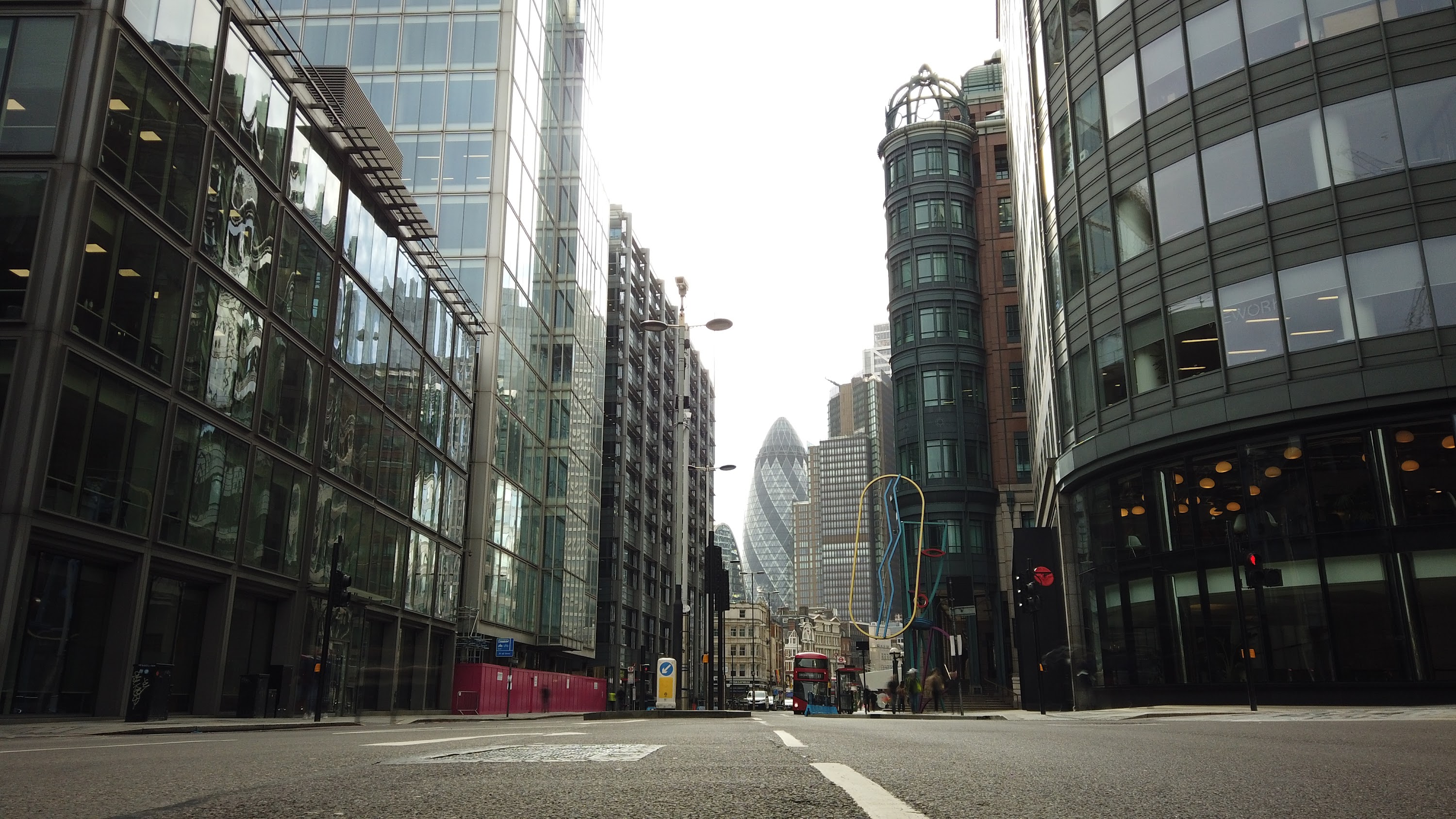 City of London Financial District Street View with The Gherkin