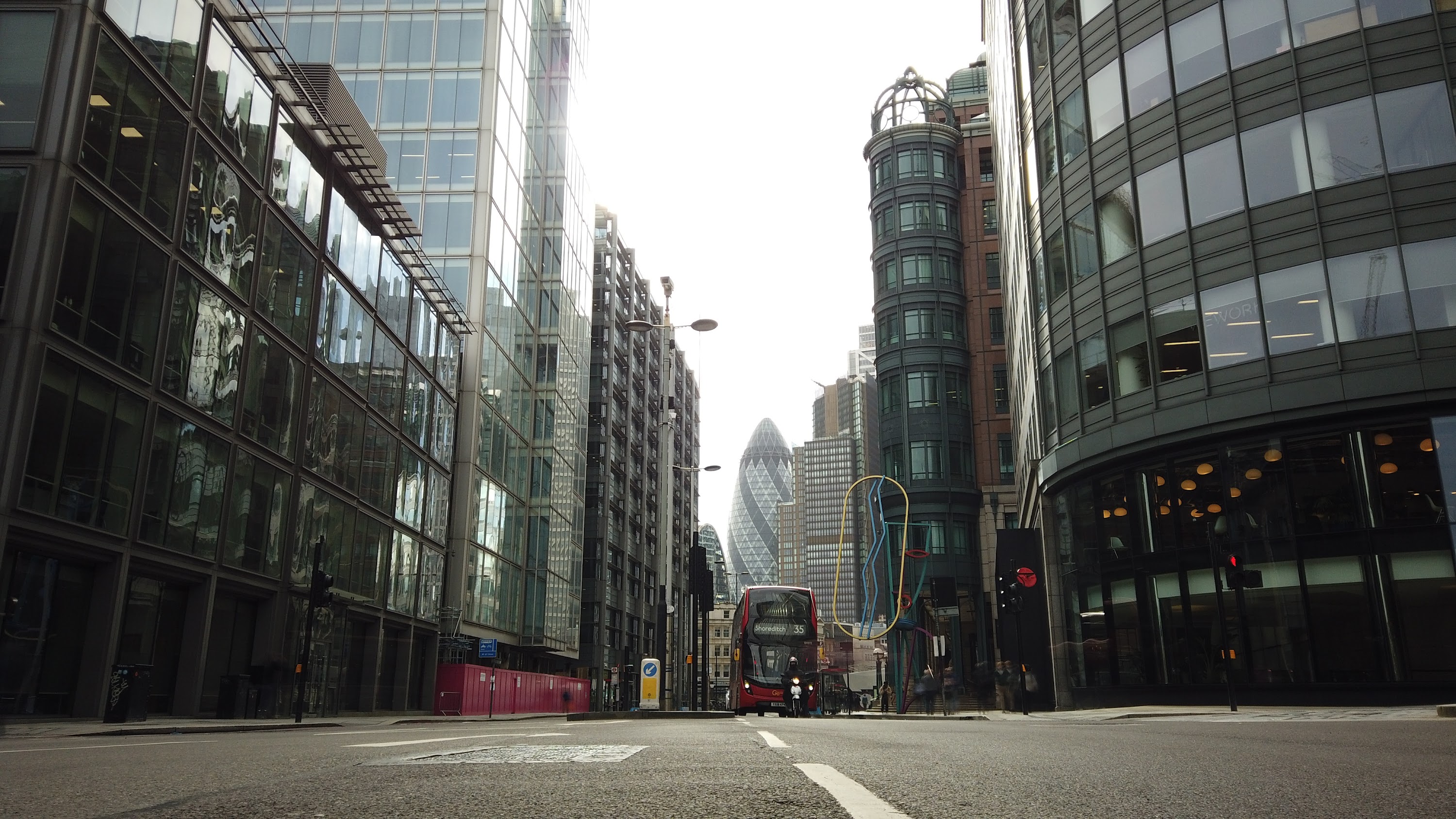 City of London Financial District Street View with The Gherkin
