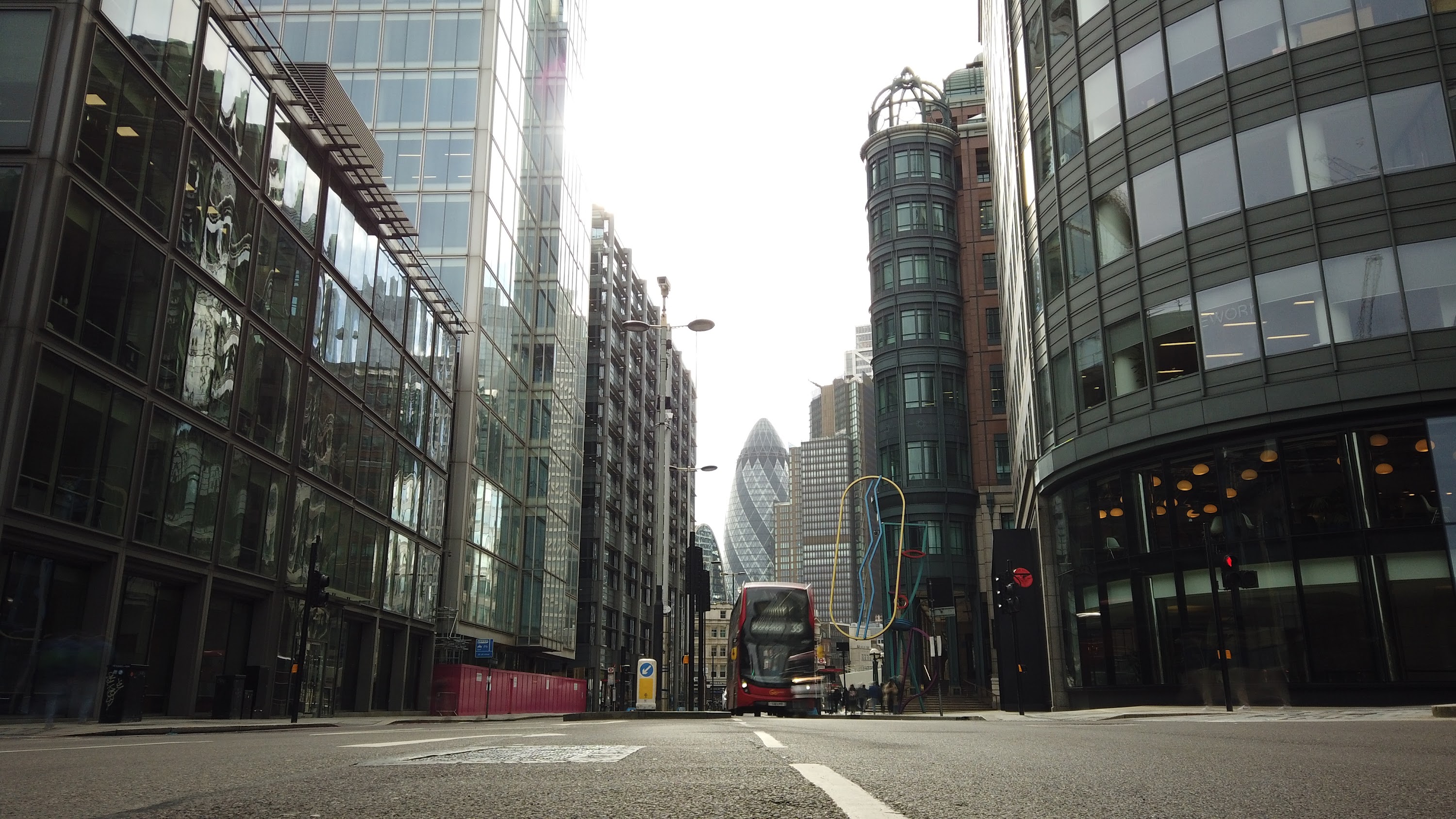 City of London Financial District Street View with The Gherkin