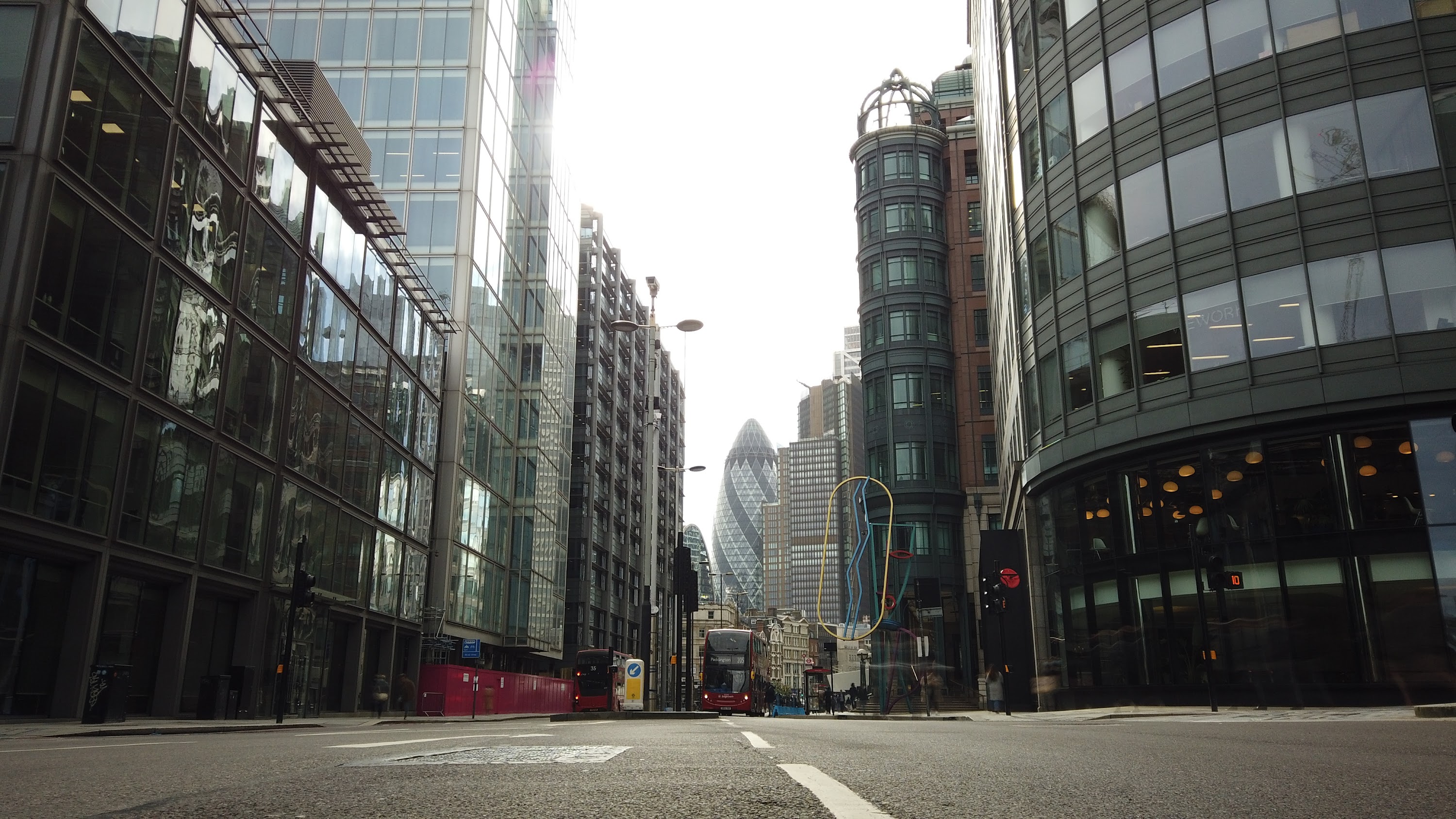 City of London Financial District Street View with The Gherkin