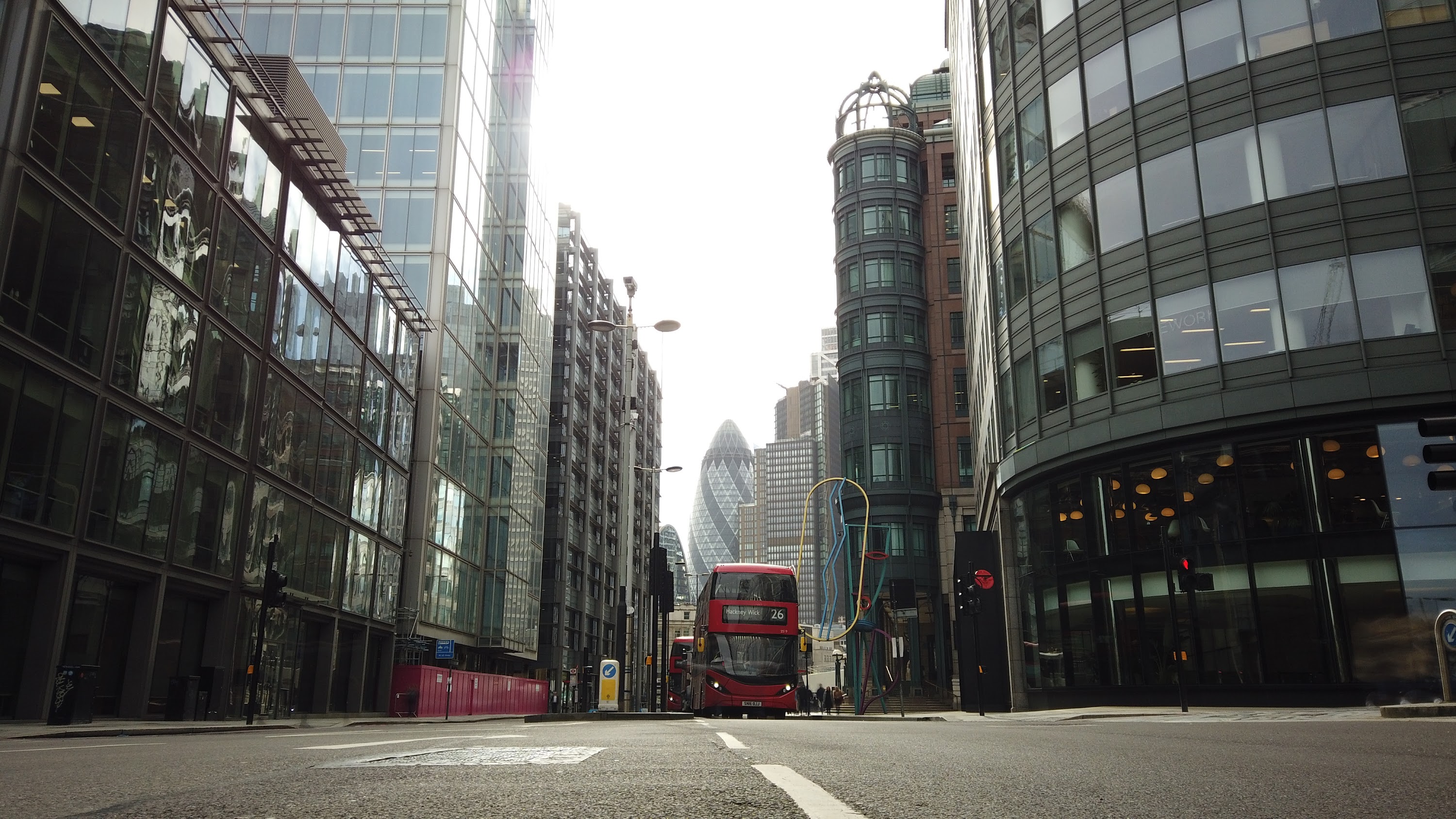 City of London Financial District Street View with The Gherkin
