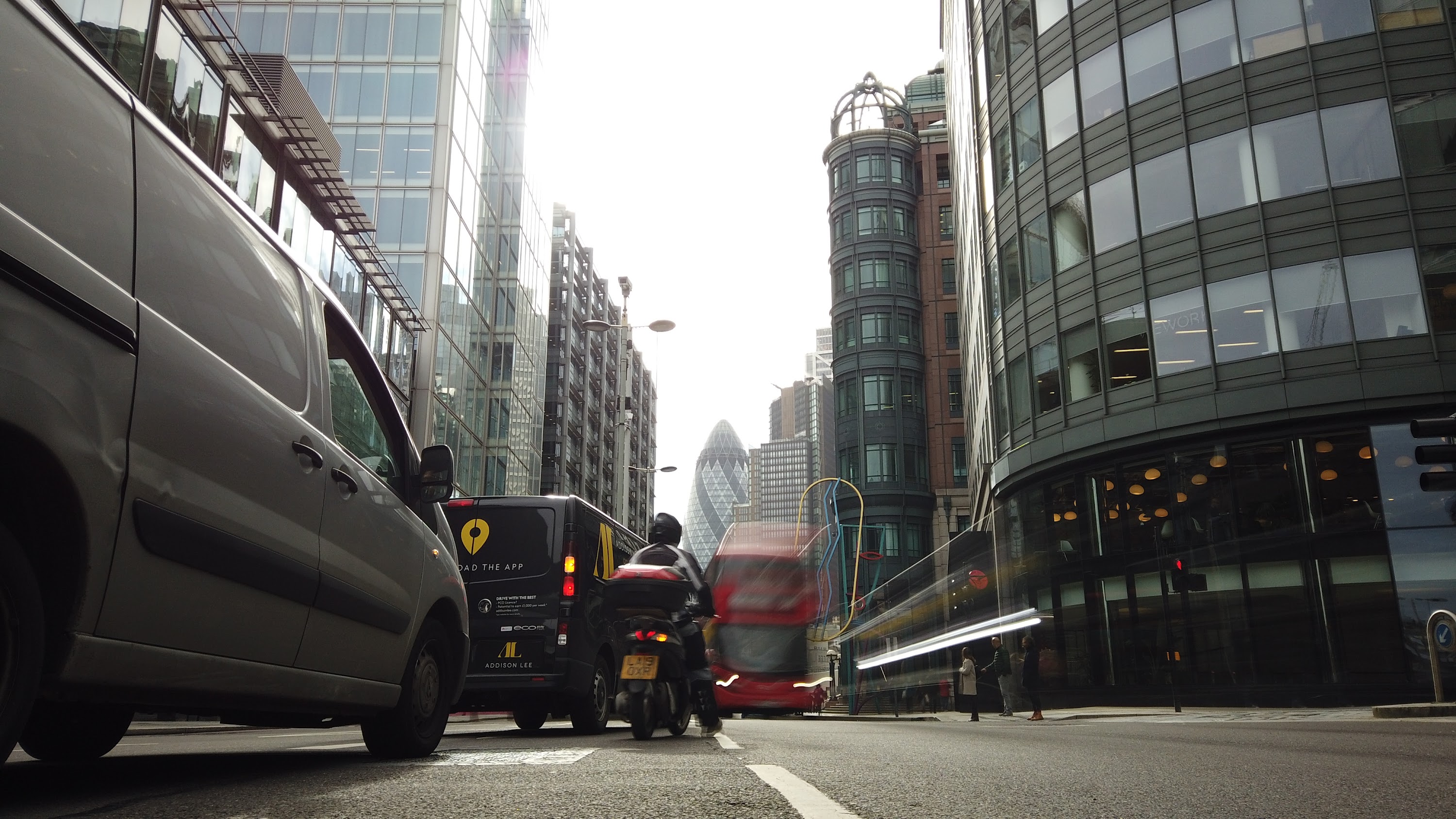 City of London Financial District Street View with The Gherkin