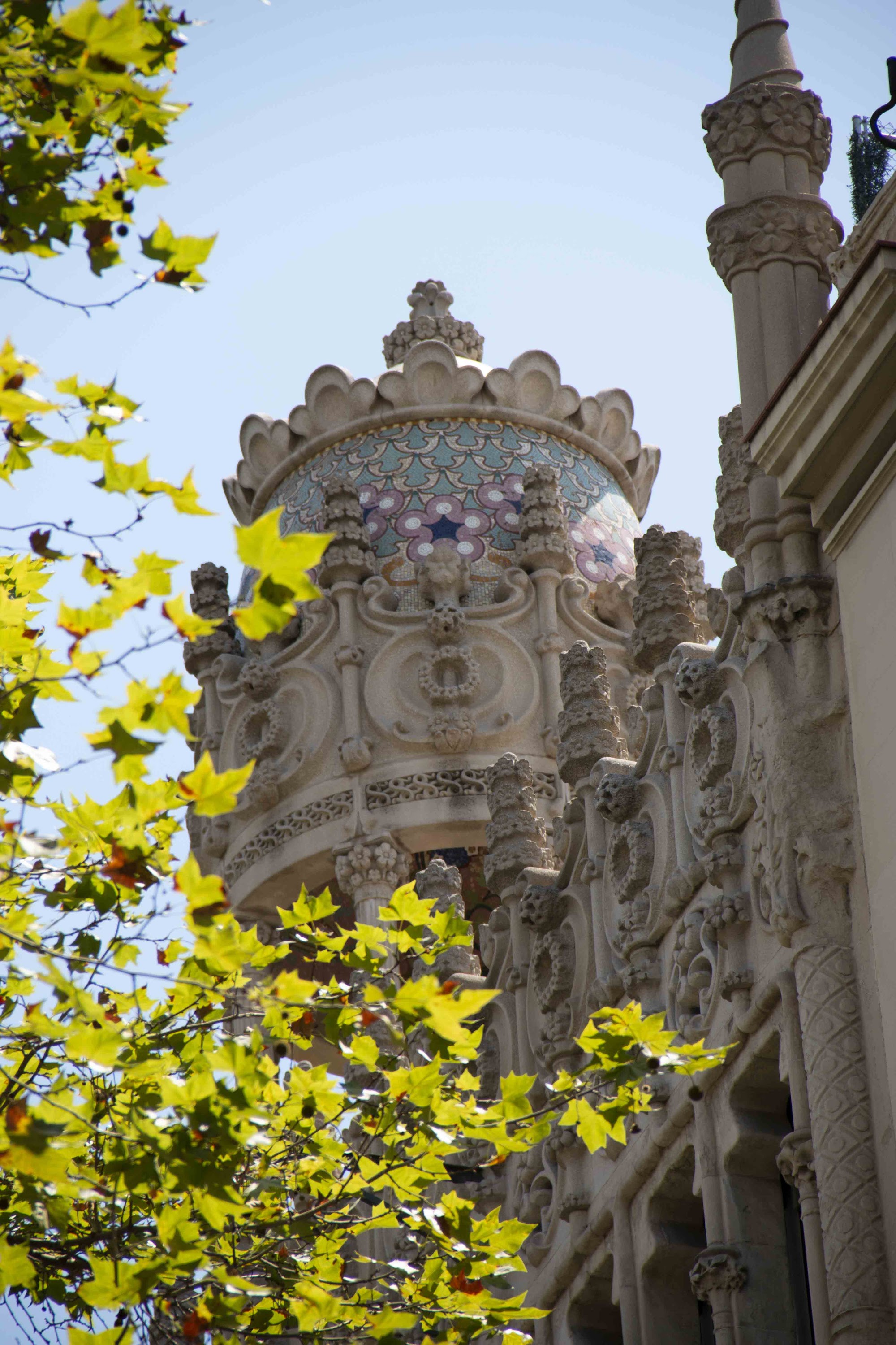 Park Güell Gatehouse Facade with Trencadís Mosaic Medallions, Barcelona