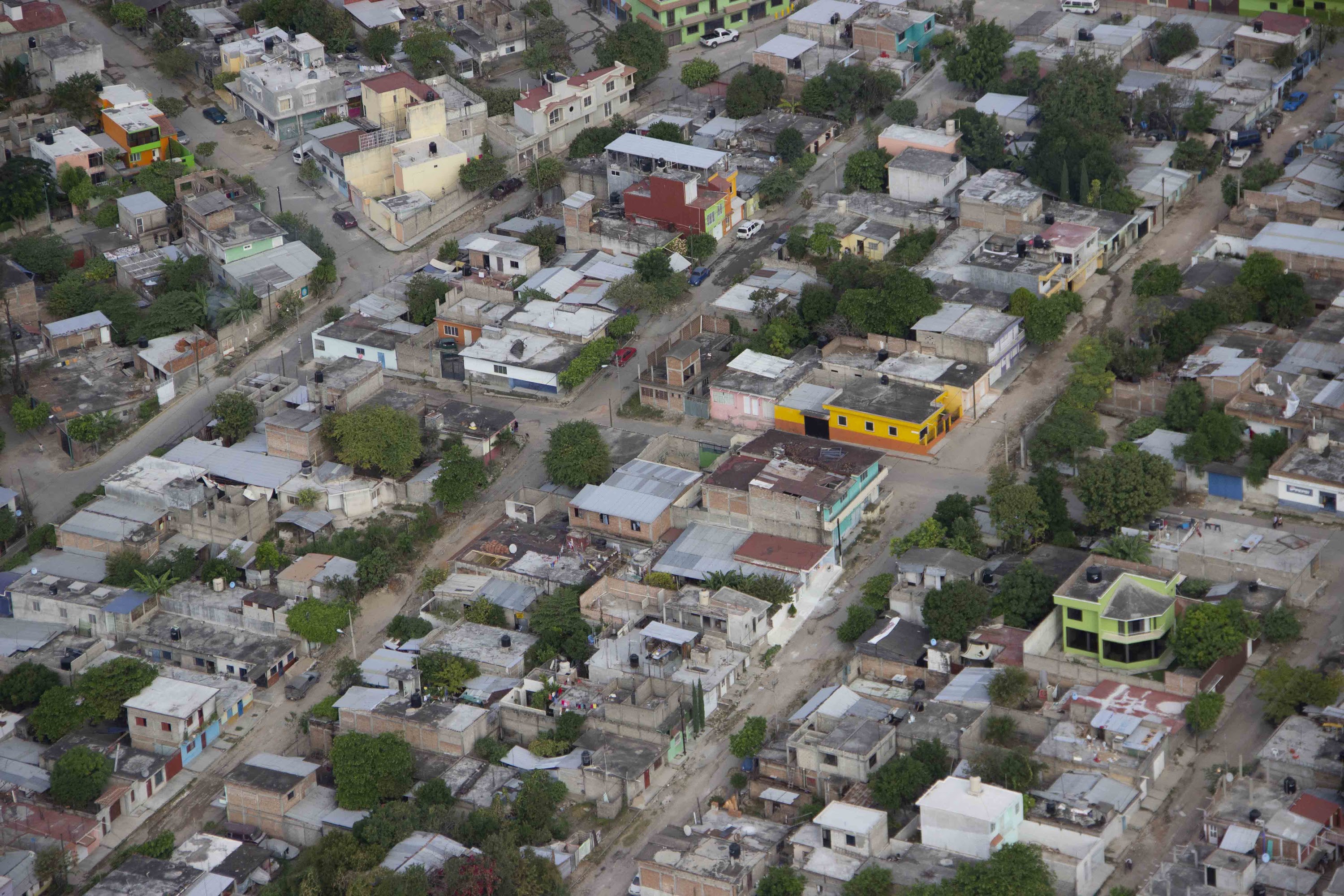 Aerial View of Dense Latin American Urban Neighborhood