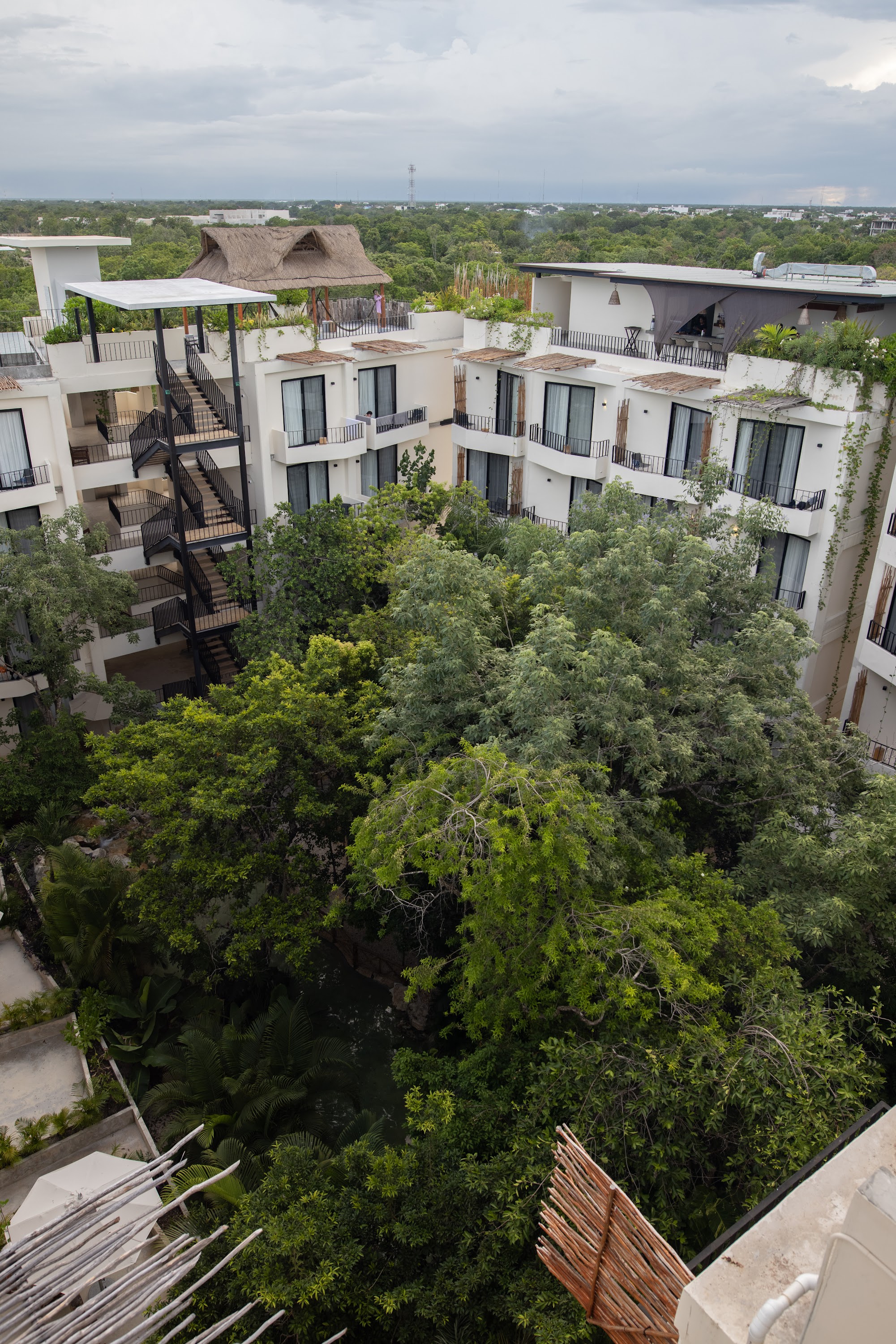 Modern Resort Complex Surrounded by Lush Greenery