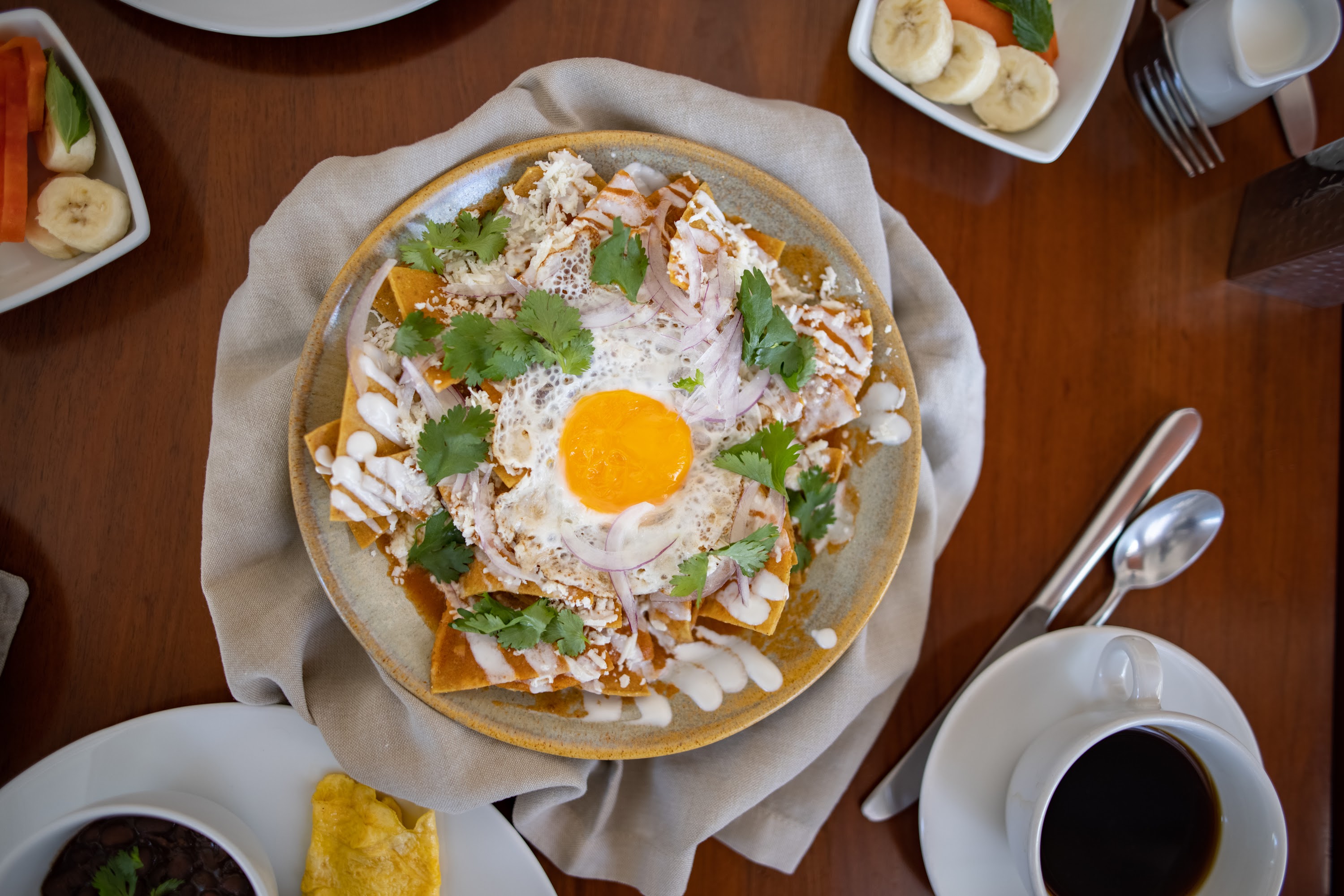 Chilaquiles with Fried Egg and Fresh Herbs