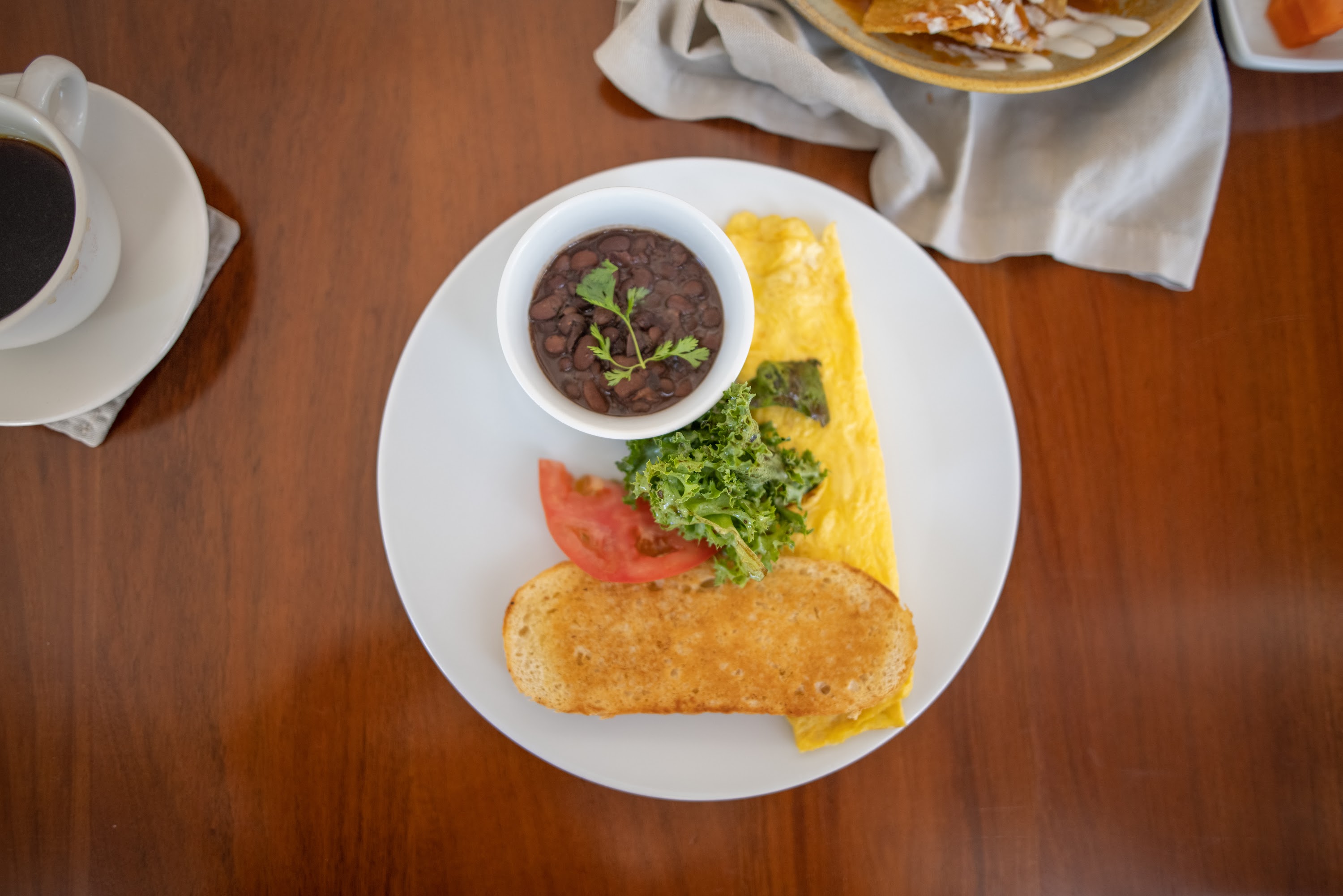 Breakfast Omelette with Black Beans and Toast