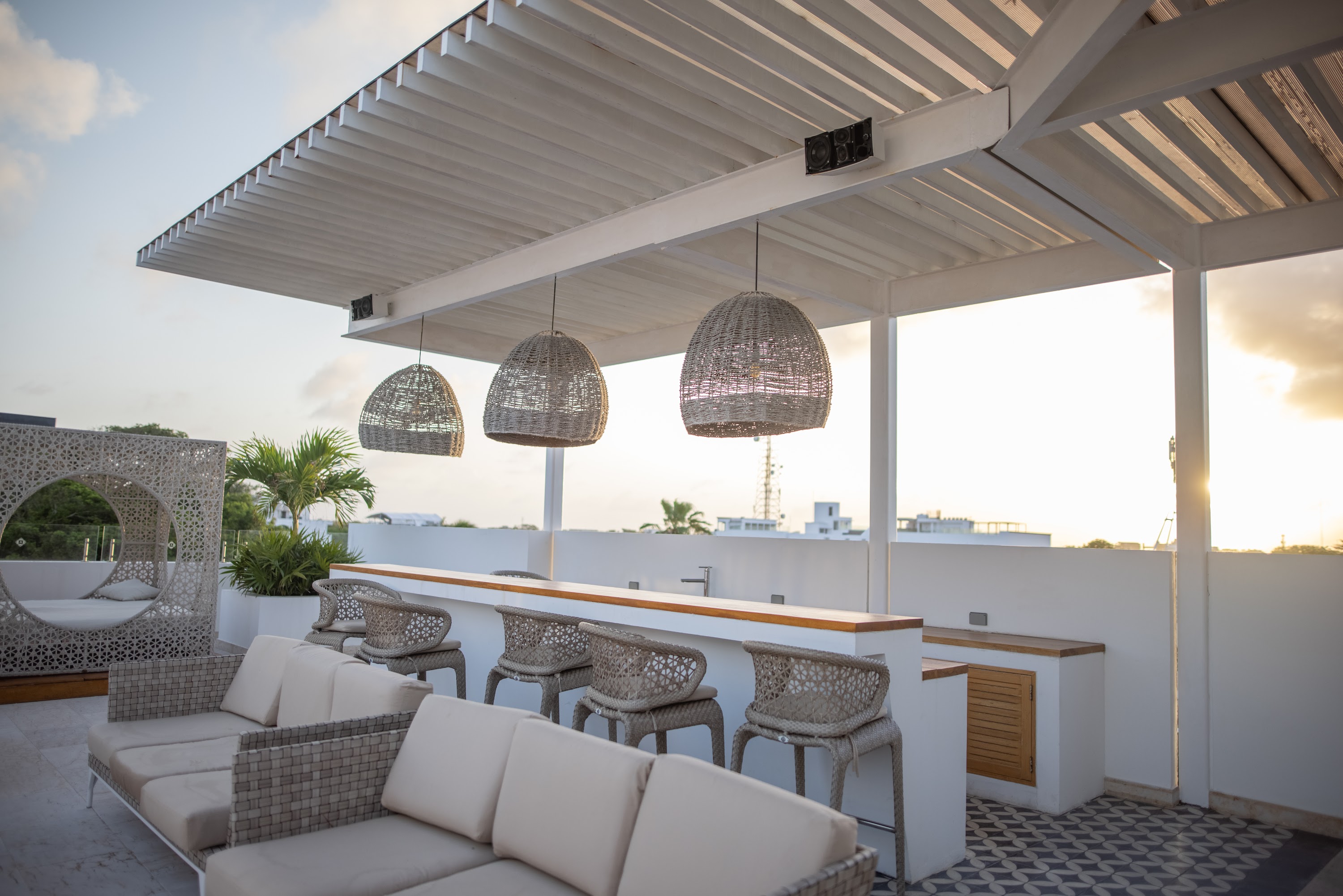 Rooftop Terrace with Modern Outdoor Bar and Seating