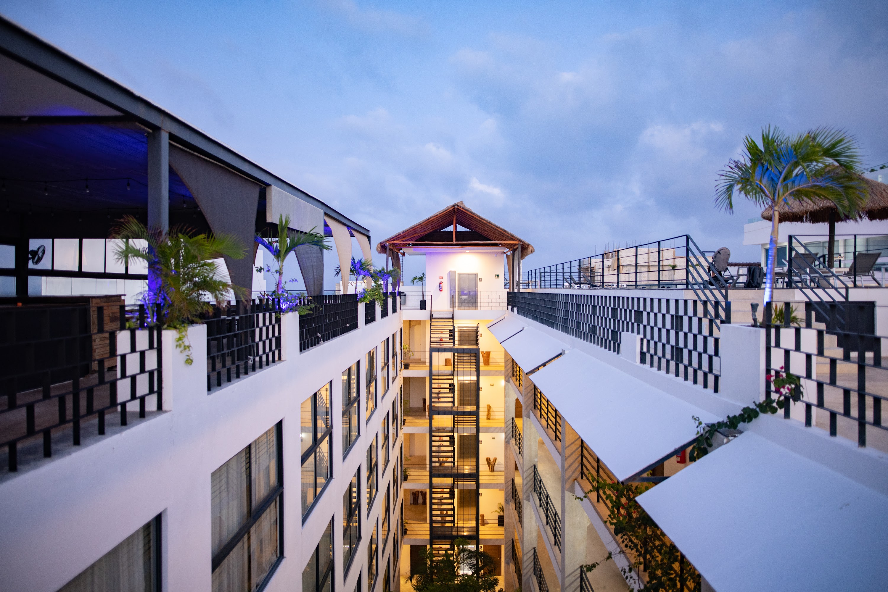 Rooftop Terrace and Courtyard at Sunset