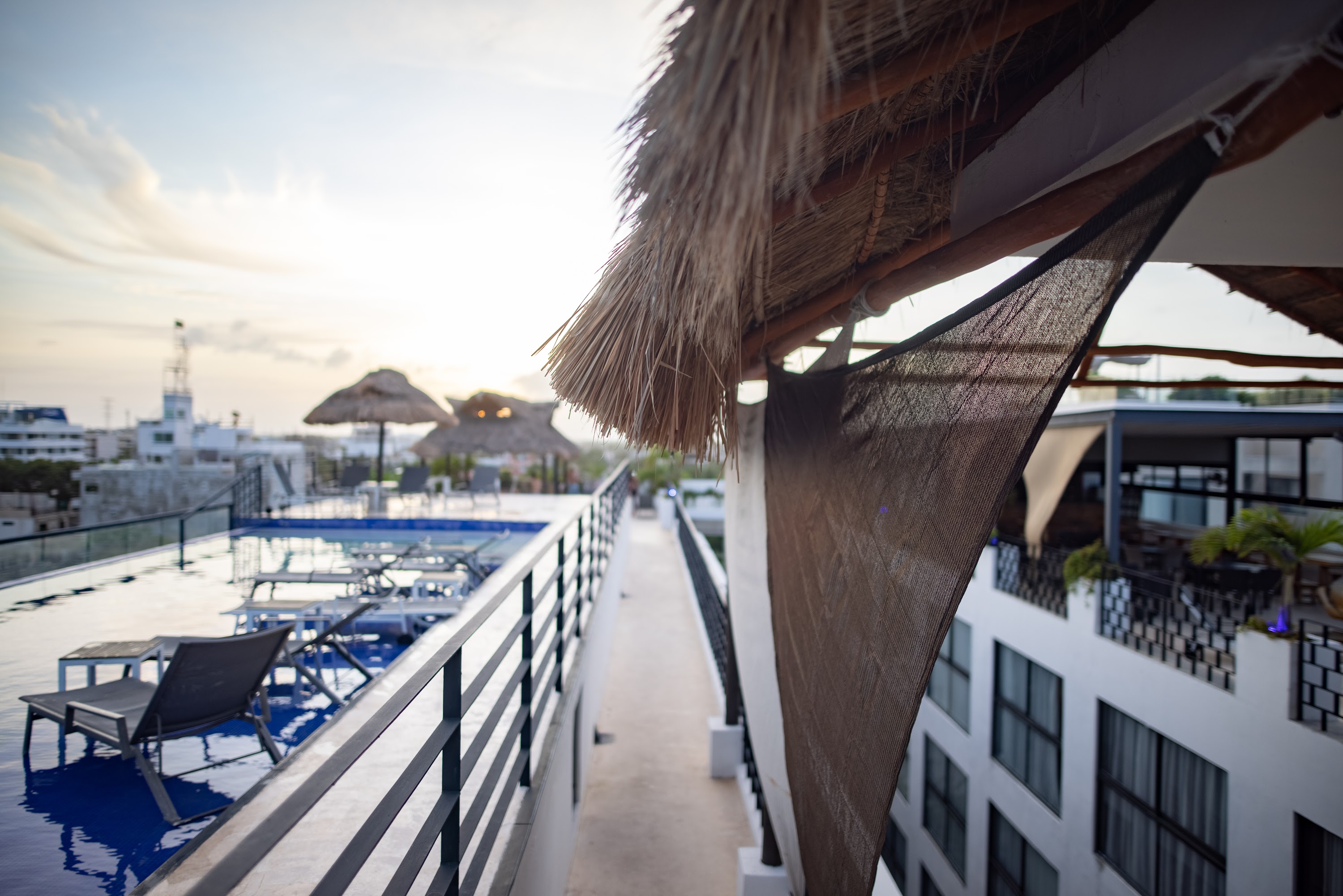 Rooftop Pool Terrace at Sunset