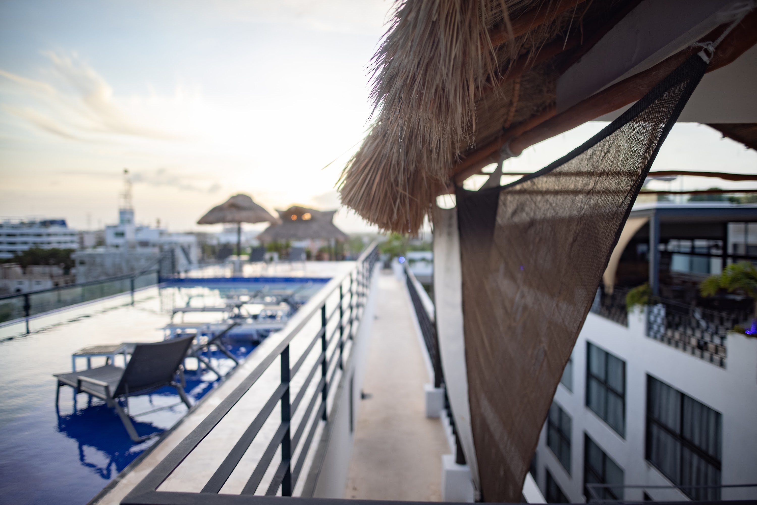 Rooftop Poolside View at Sunset