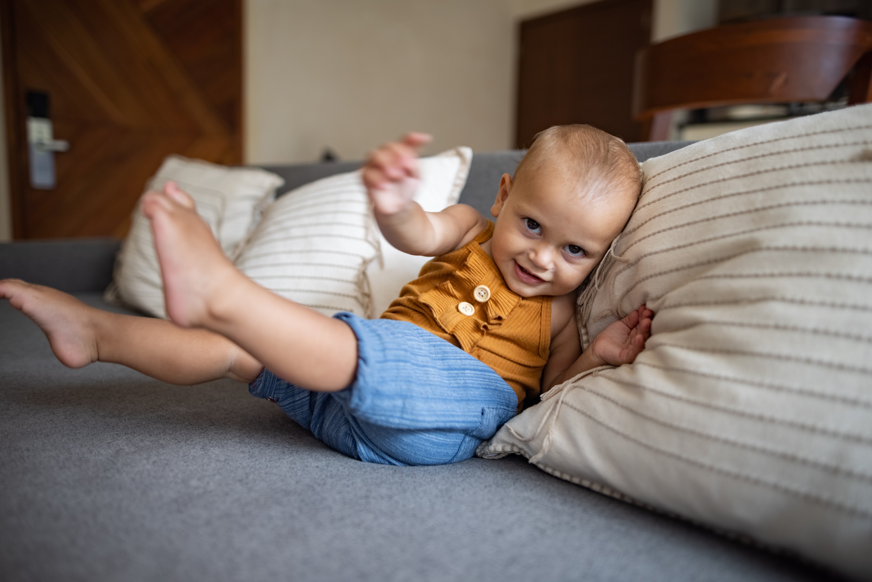 Smiling Baby on Couch