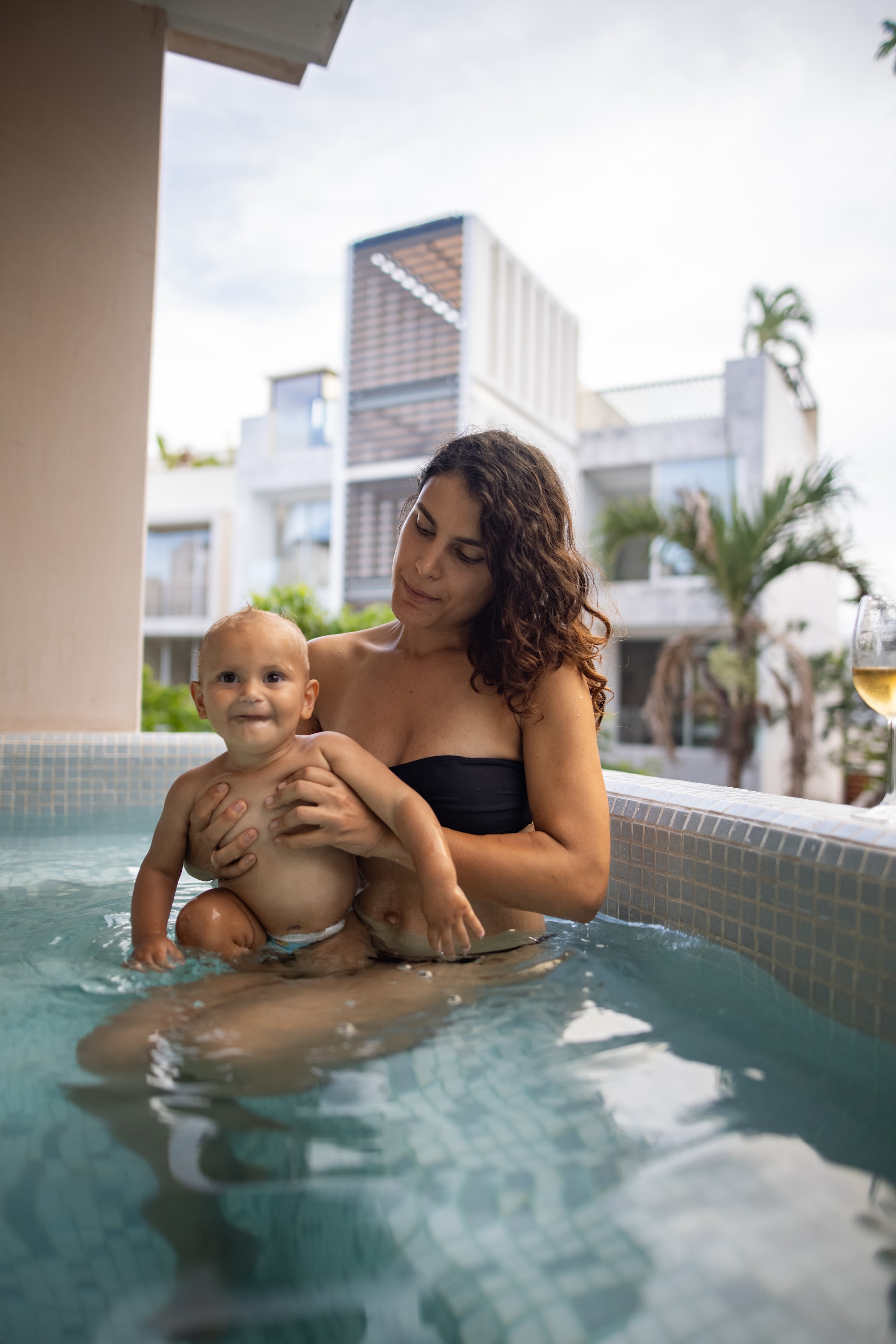 Mother and Baby in Pool