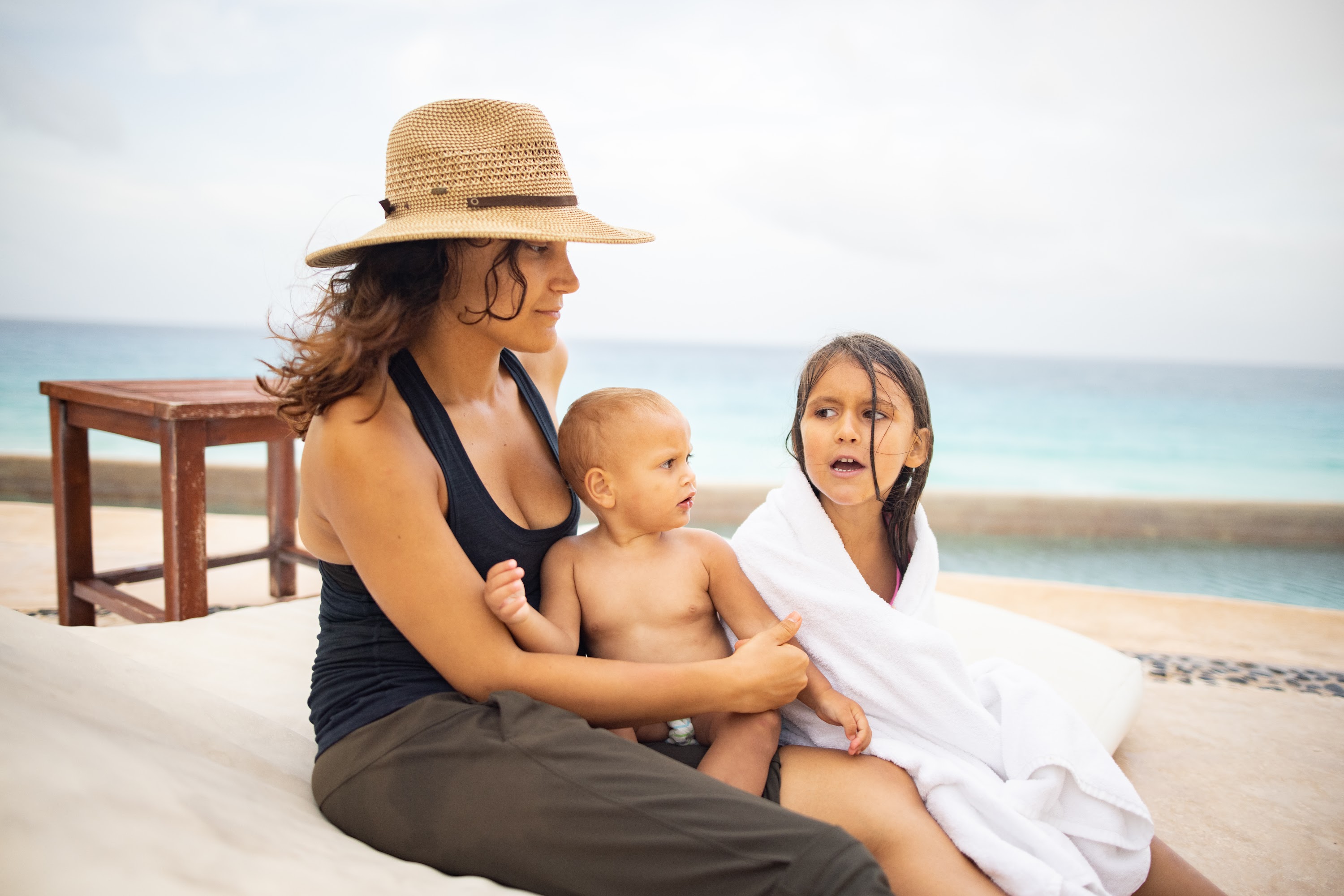 Mother and Two Children by the Beach
