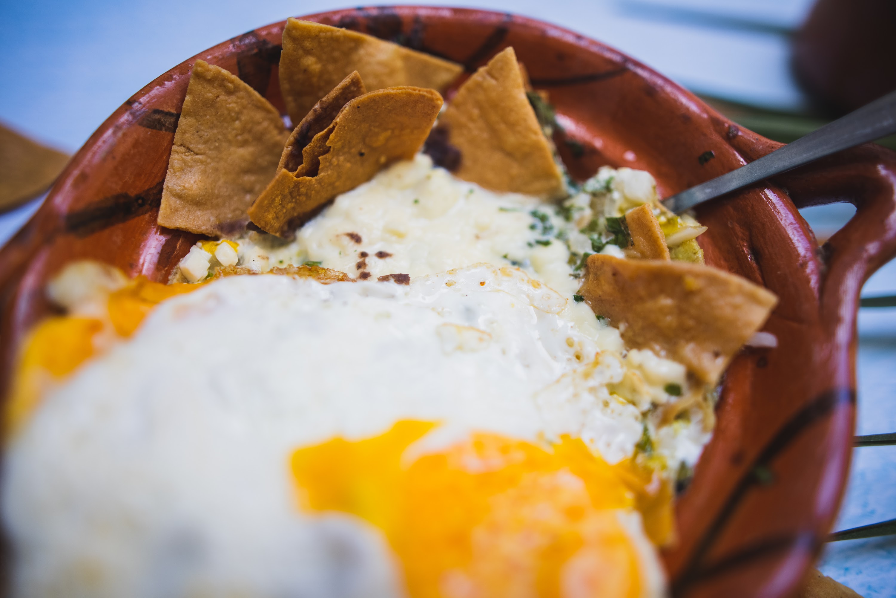 Huevos Rancheros in a Clay Bowl