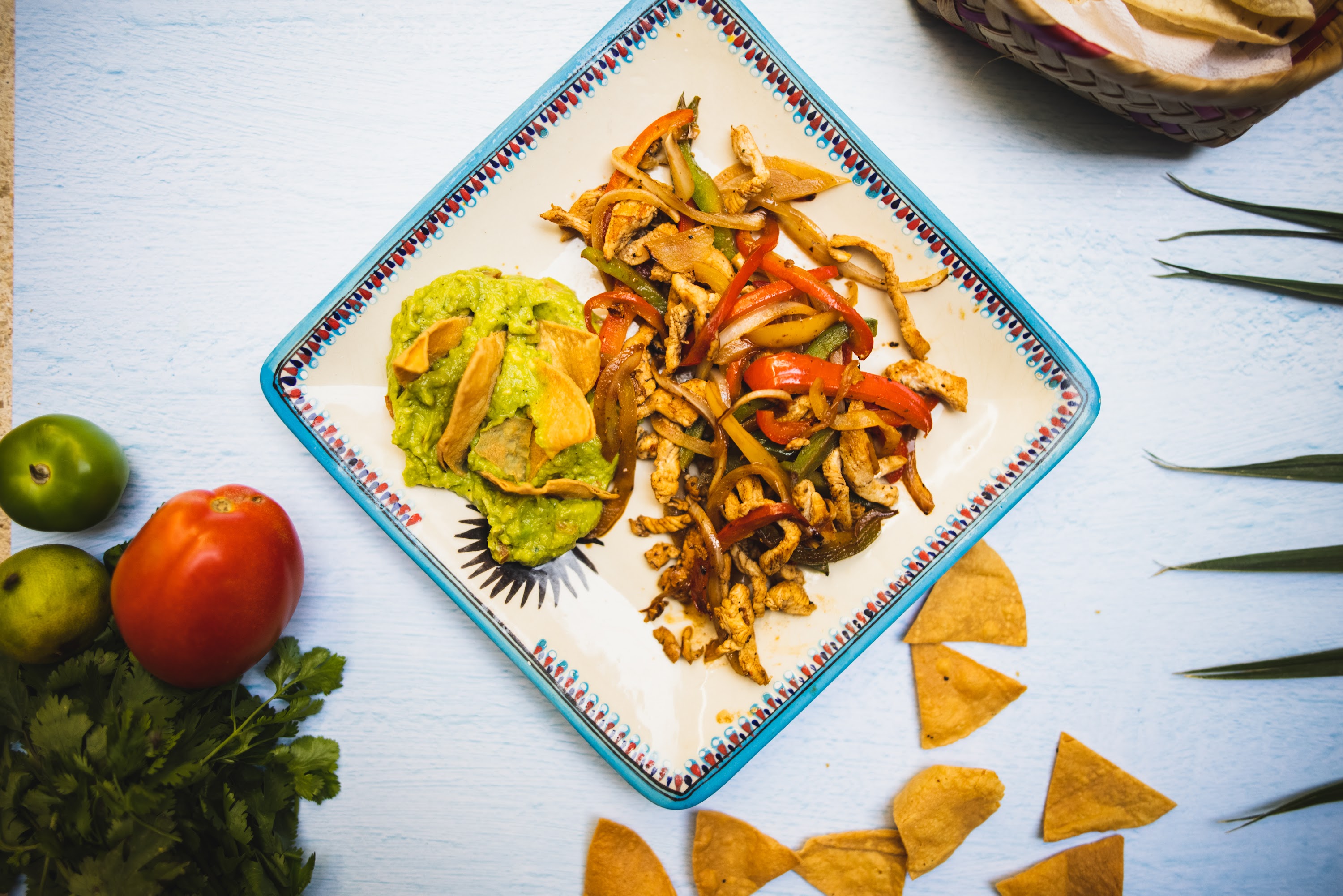 Fajitas with Guacamole and Fresh Ingredients