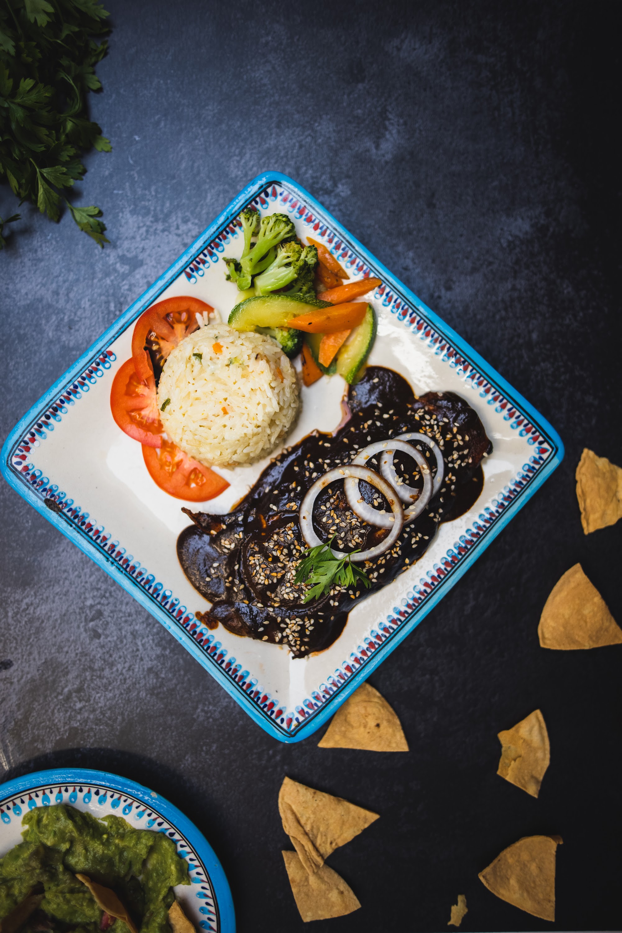 Mole Poblano with Rice and Vegetables