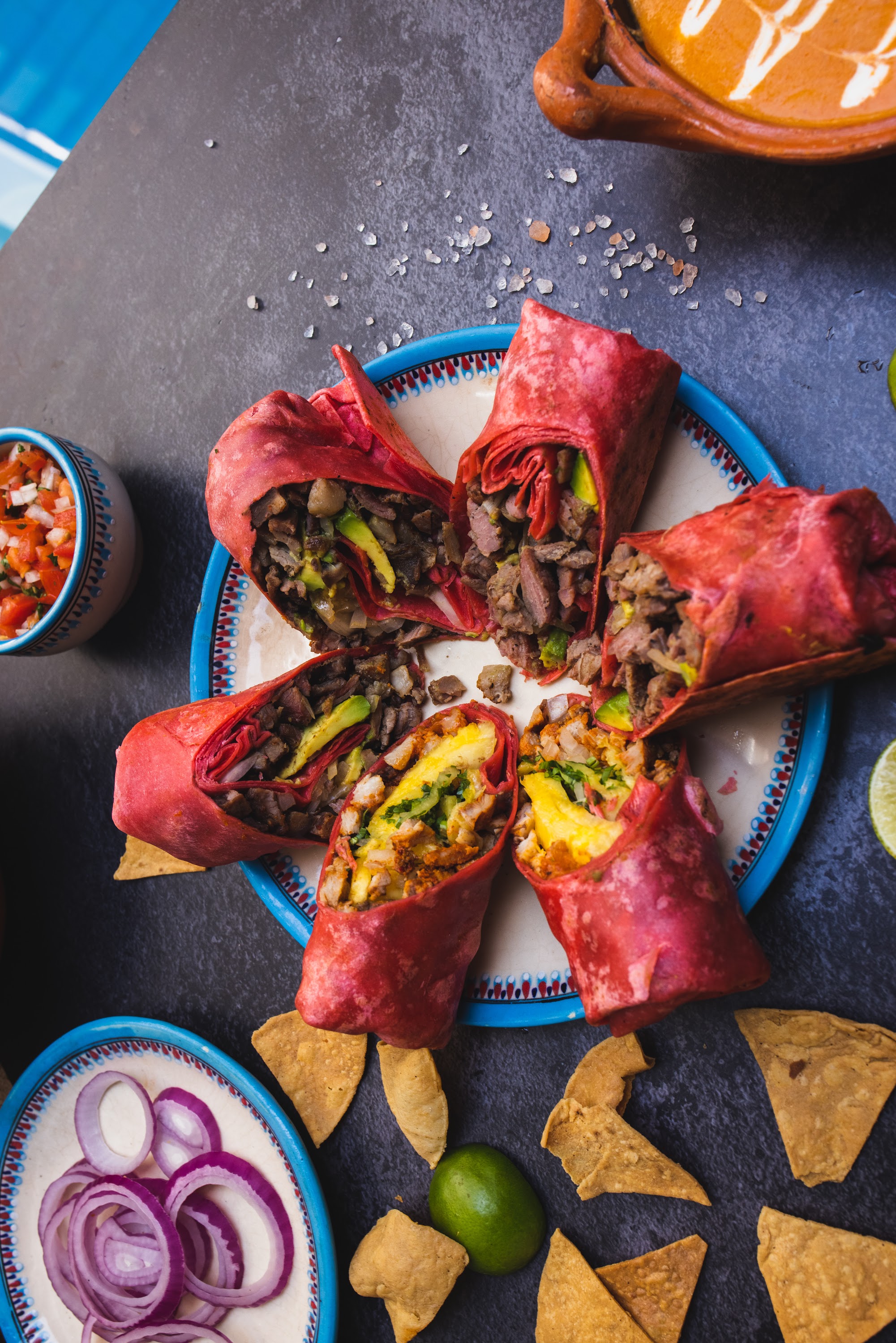 Colorful Mexican Wraps with Fresh Toppings