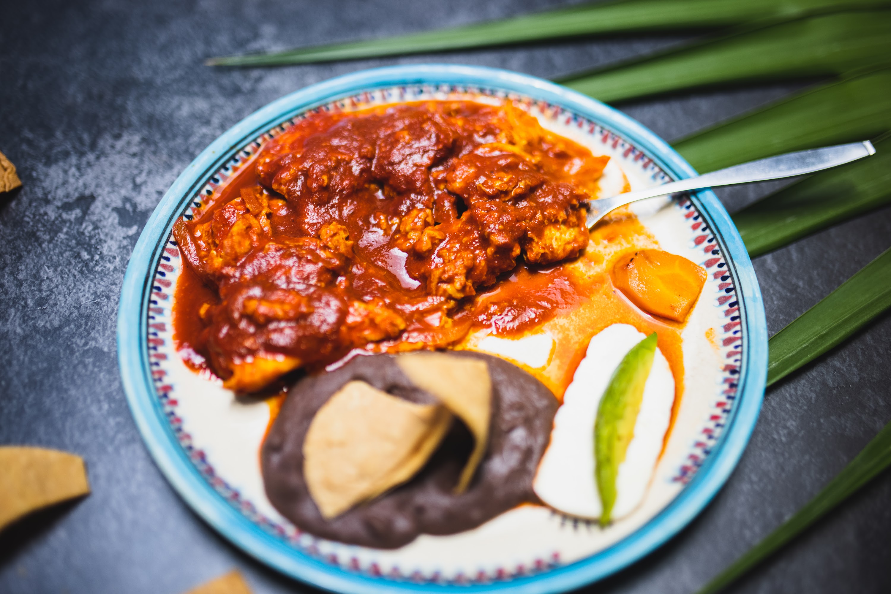 Mexican Enchiladas with Mole and Sides