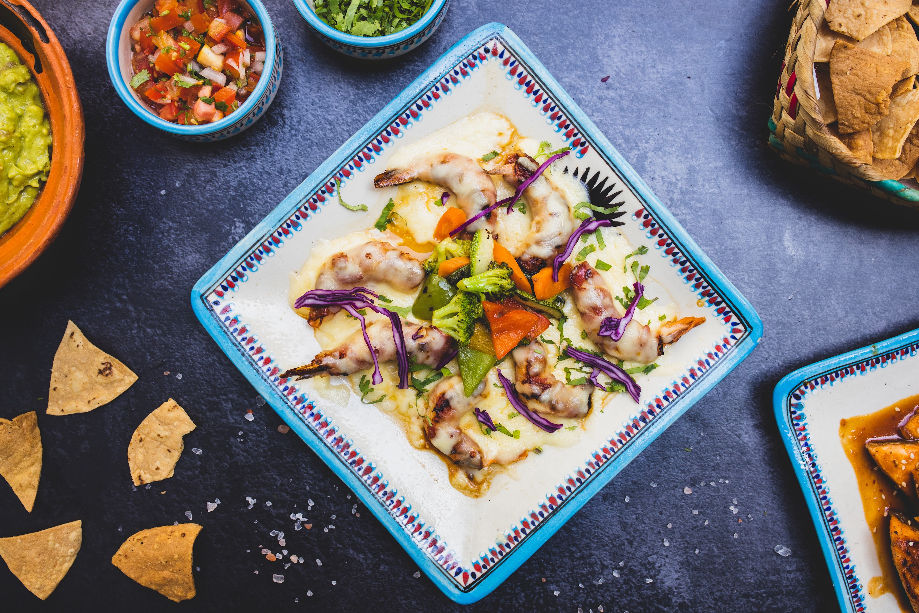 Mexican Shrimp Dish with Vegetables and Salsa