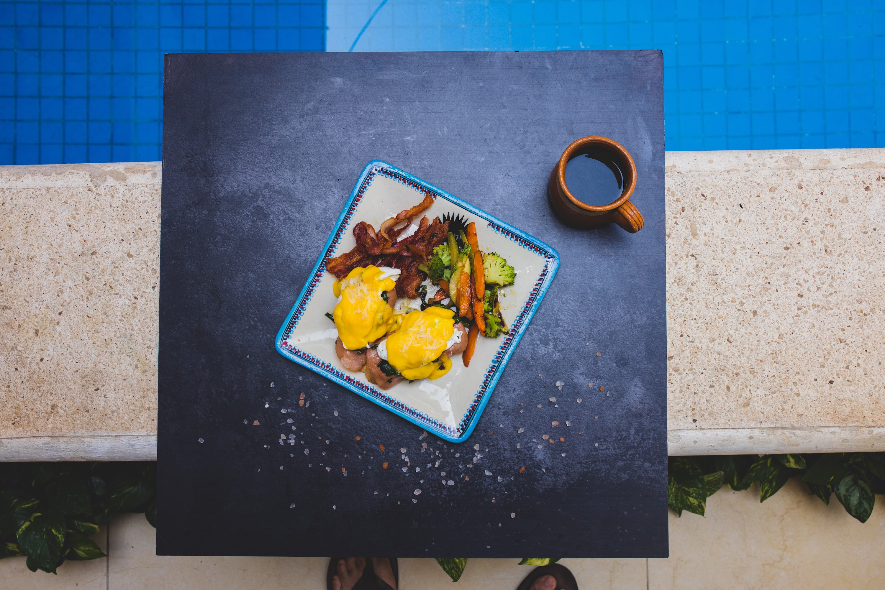 Poolside Breakfast with Eggs Benedict