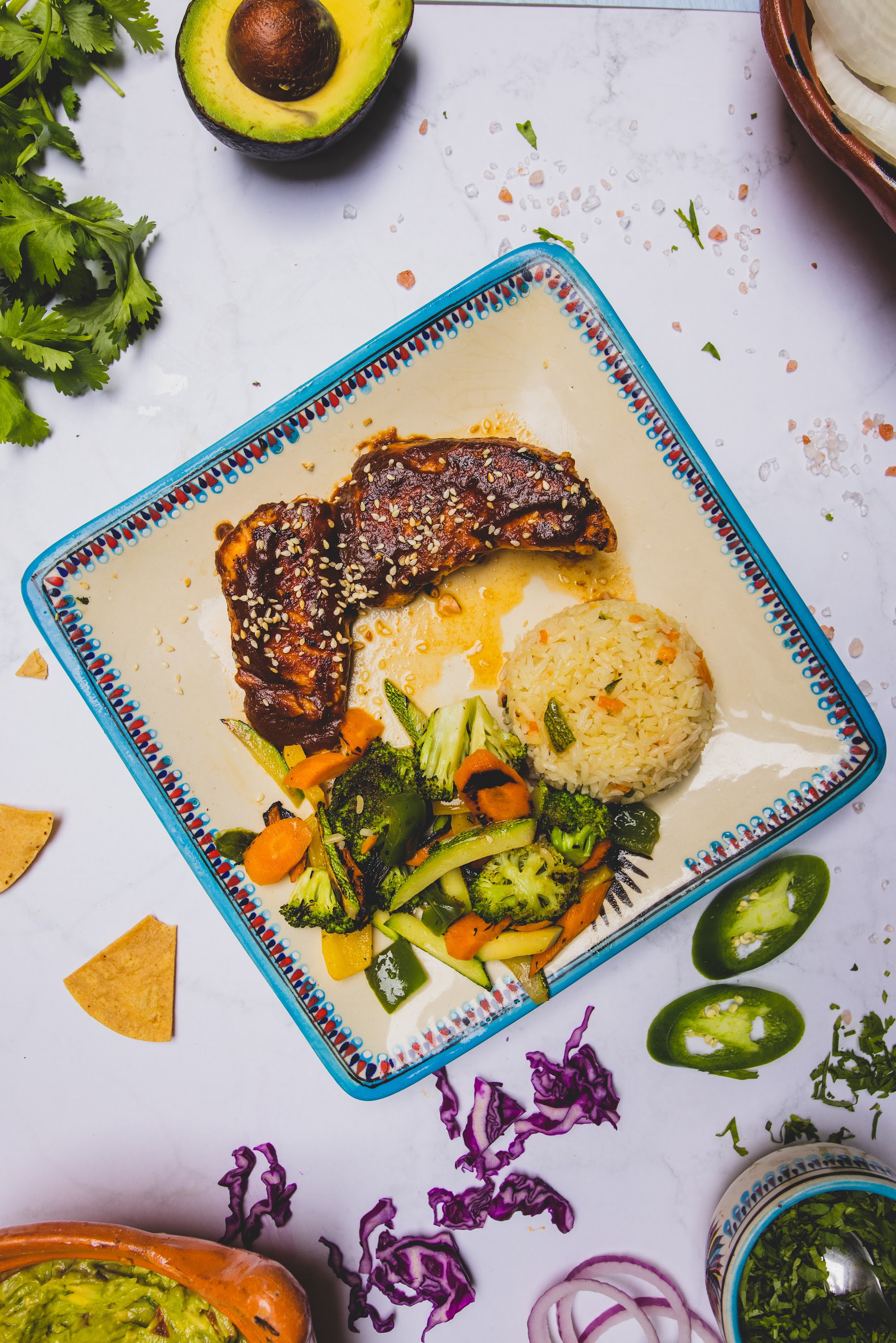 Braised Chicken with Rice and Steamed Vegetables