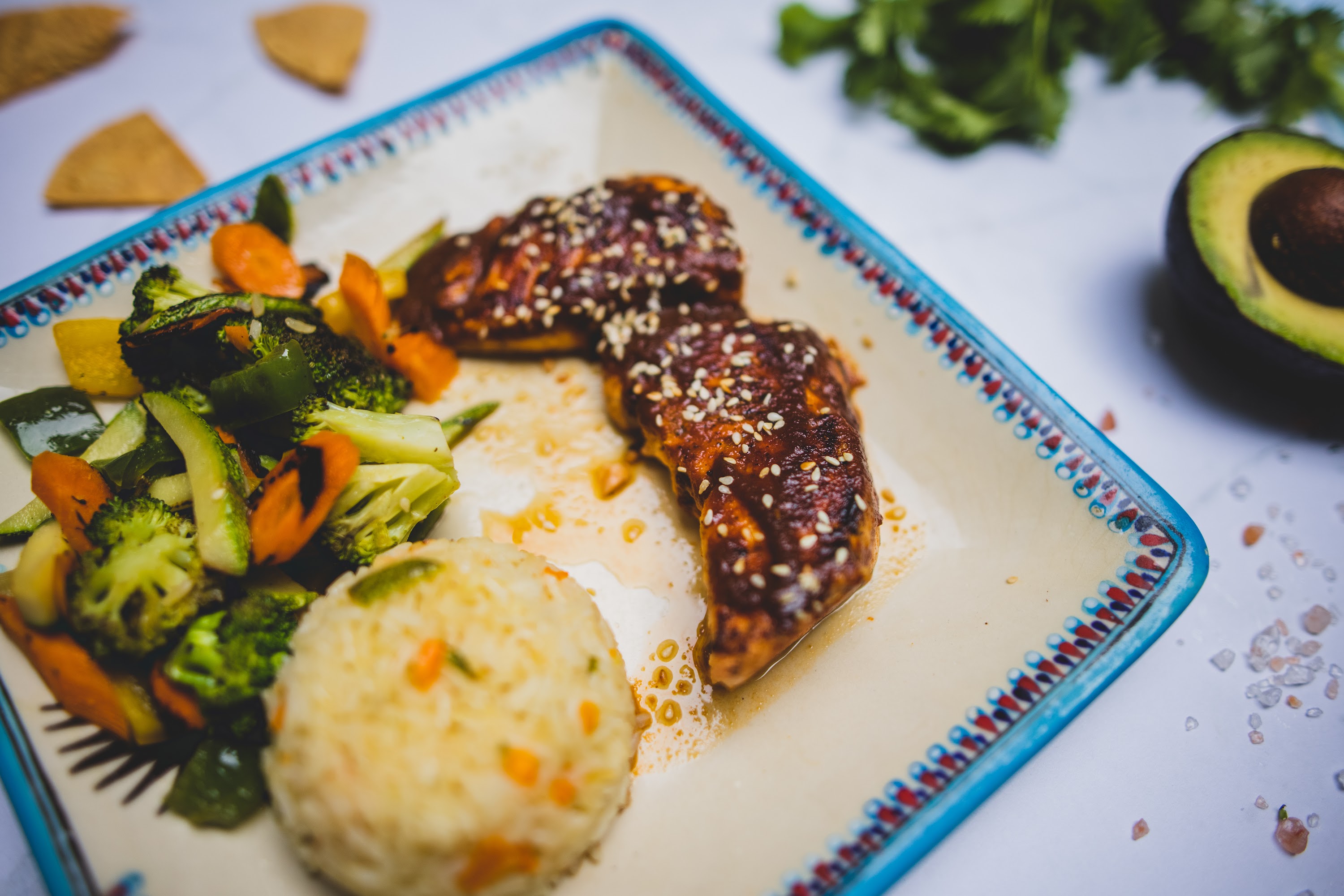Sesame-Glazed Chicken with Vegetables and Rice