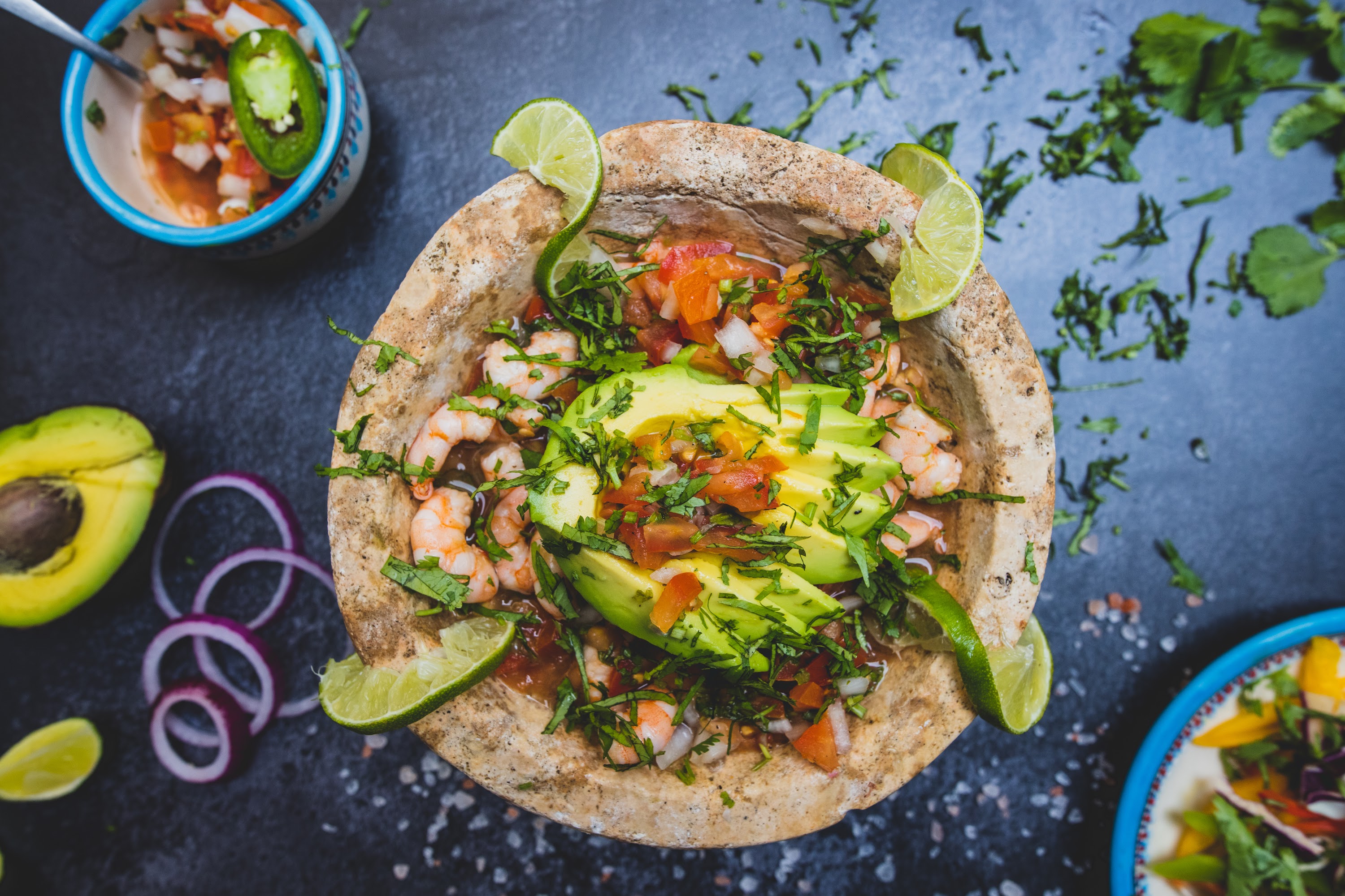 Shrimp Ceviche in Stone Mortar