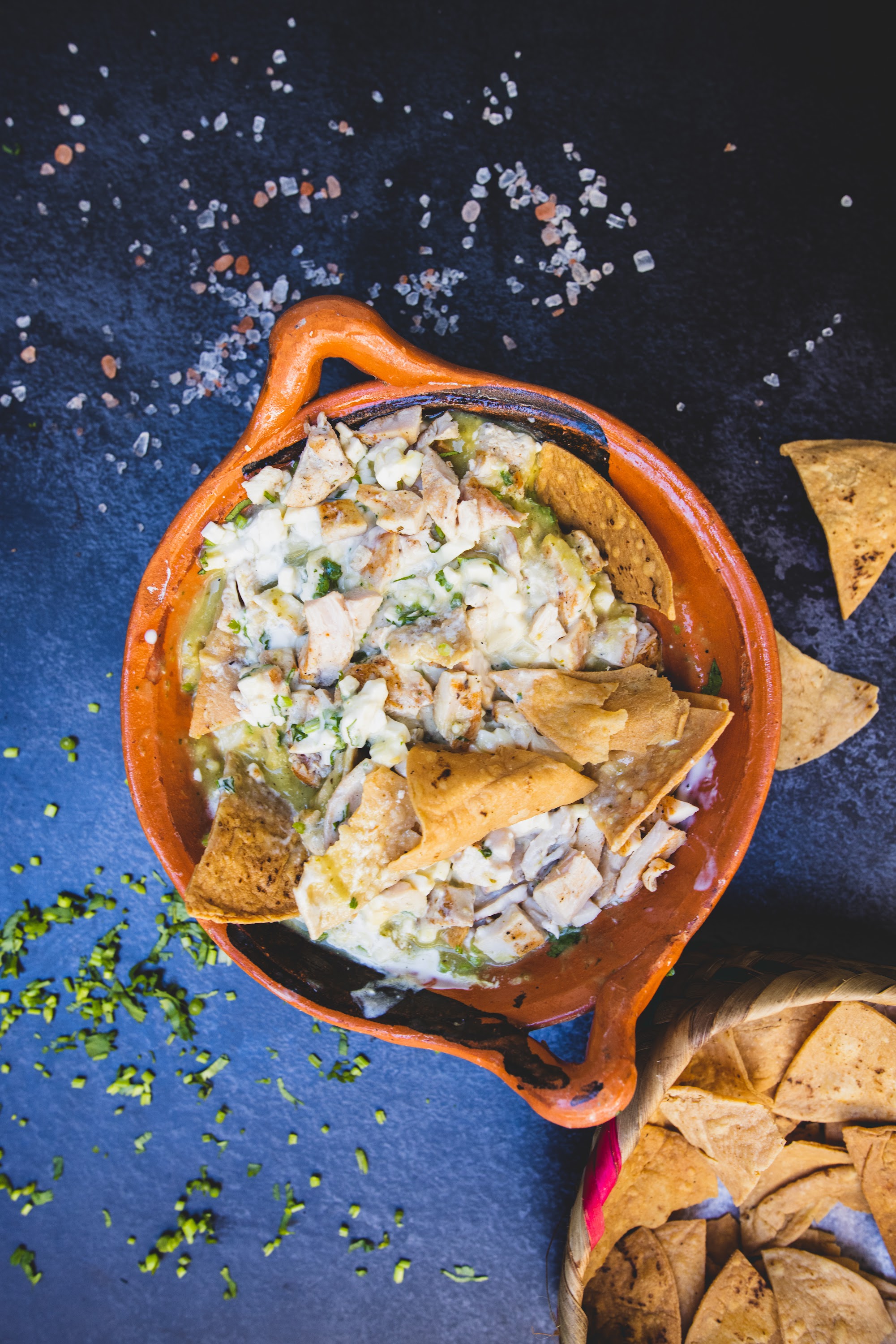 Queso Fundido with Grilled Chicken in Terracotta Cazuela