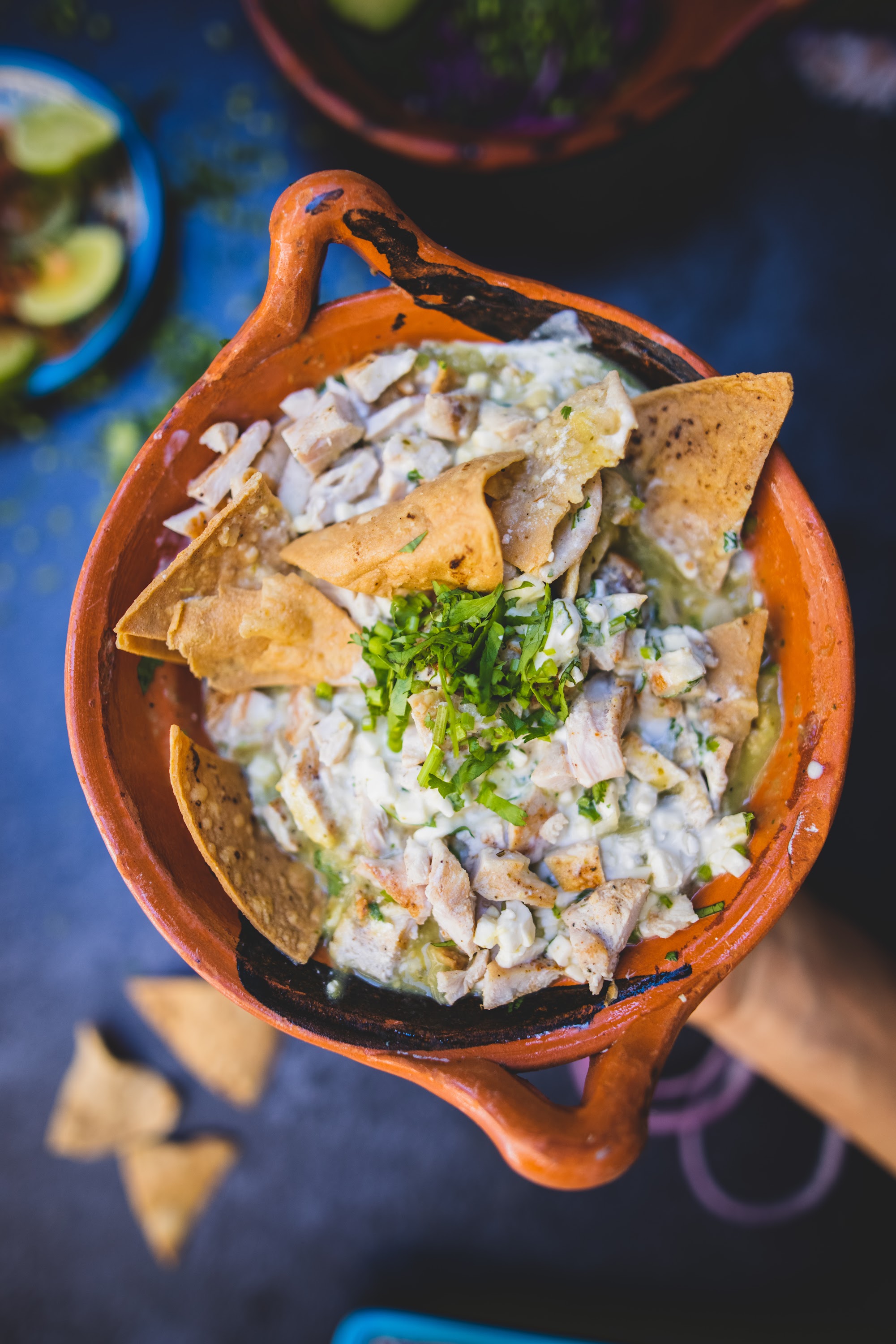 Chicken Chilaquiles in Terracotta Bowl