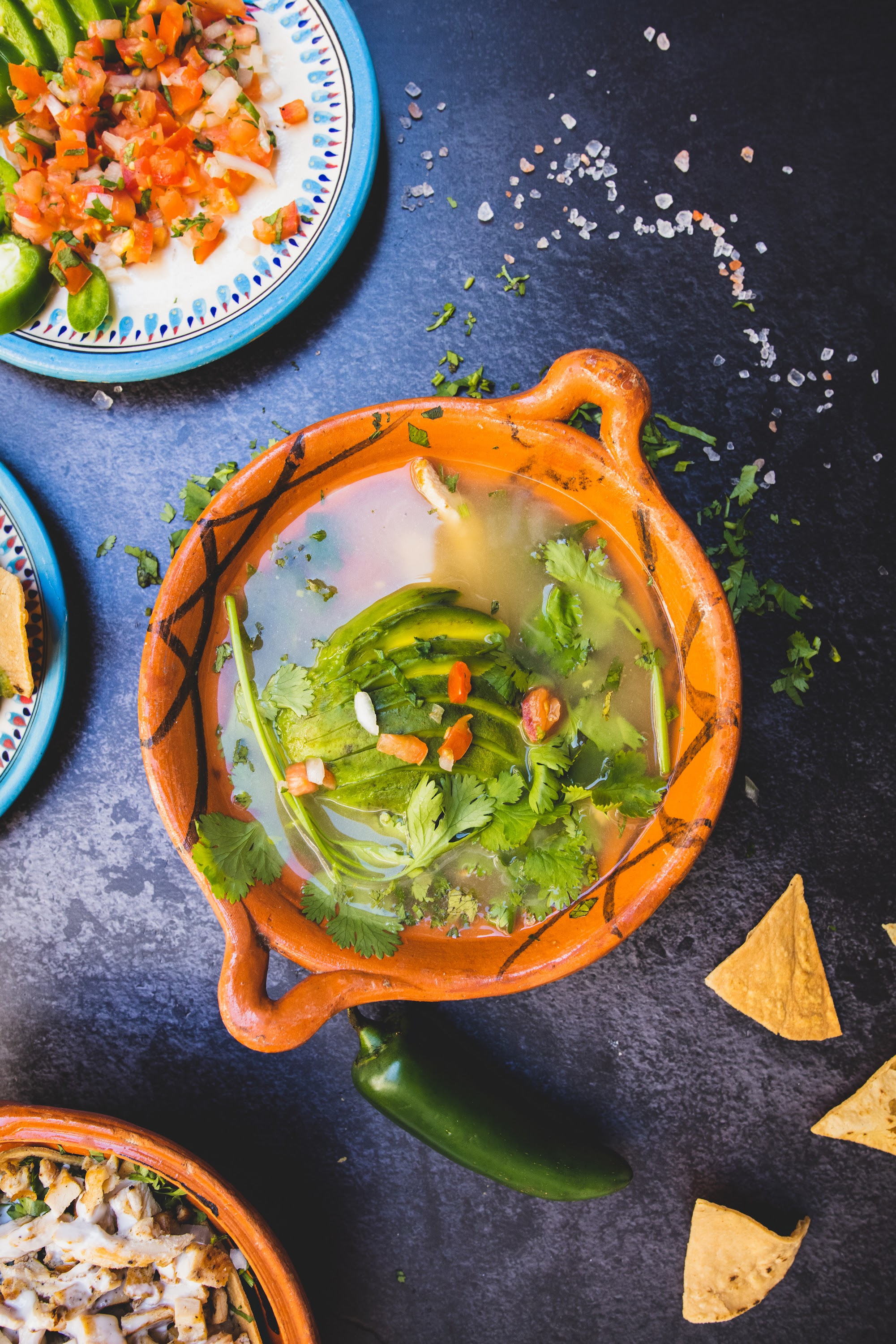 Mexican Soup with Avocado and Fresh Herbs