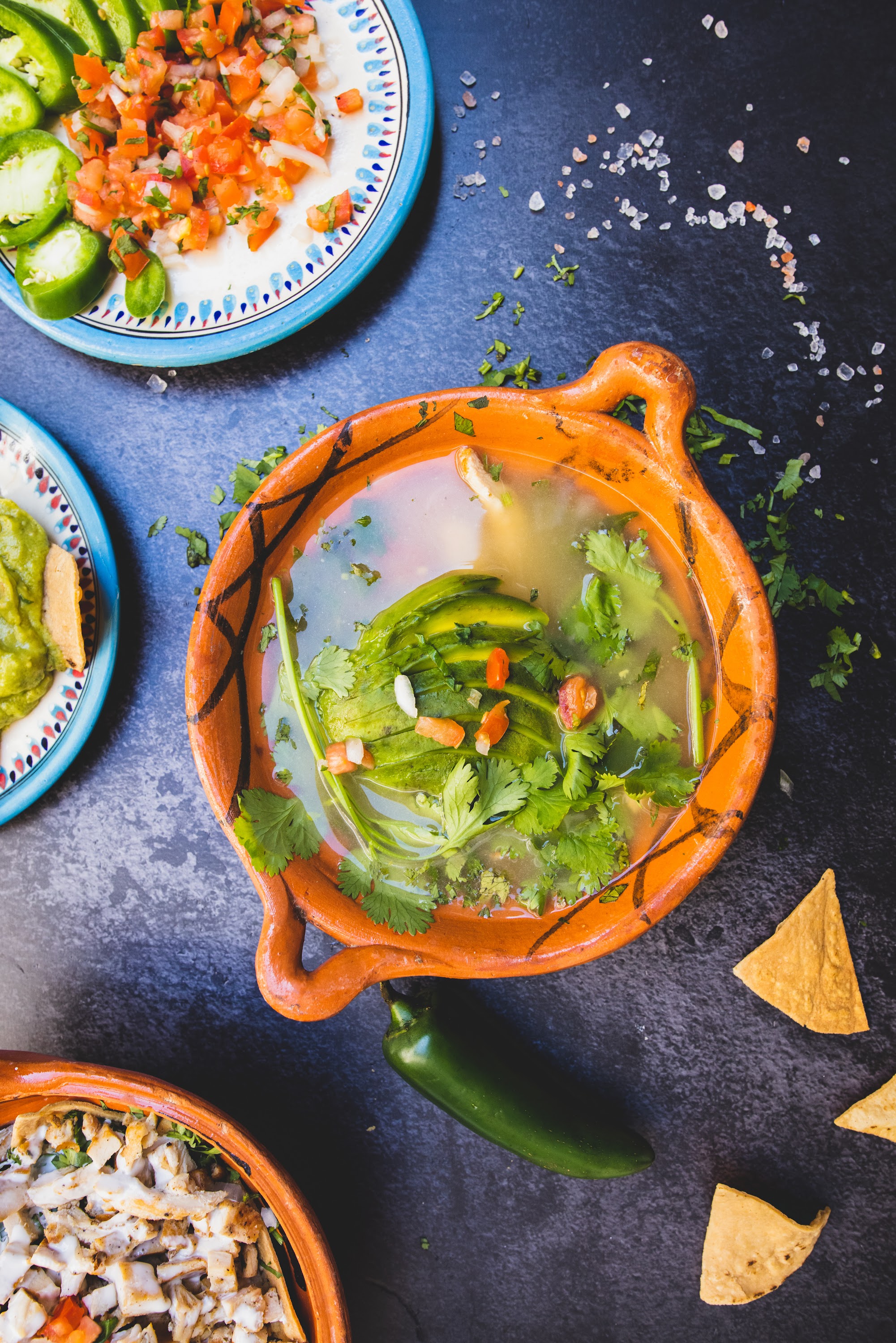 Mexican Soup with Avocado and Fresh Herbs
