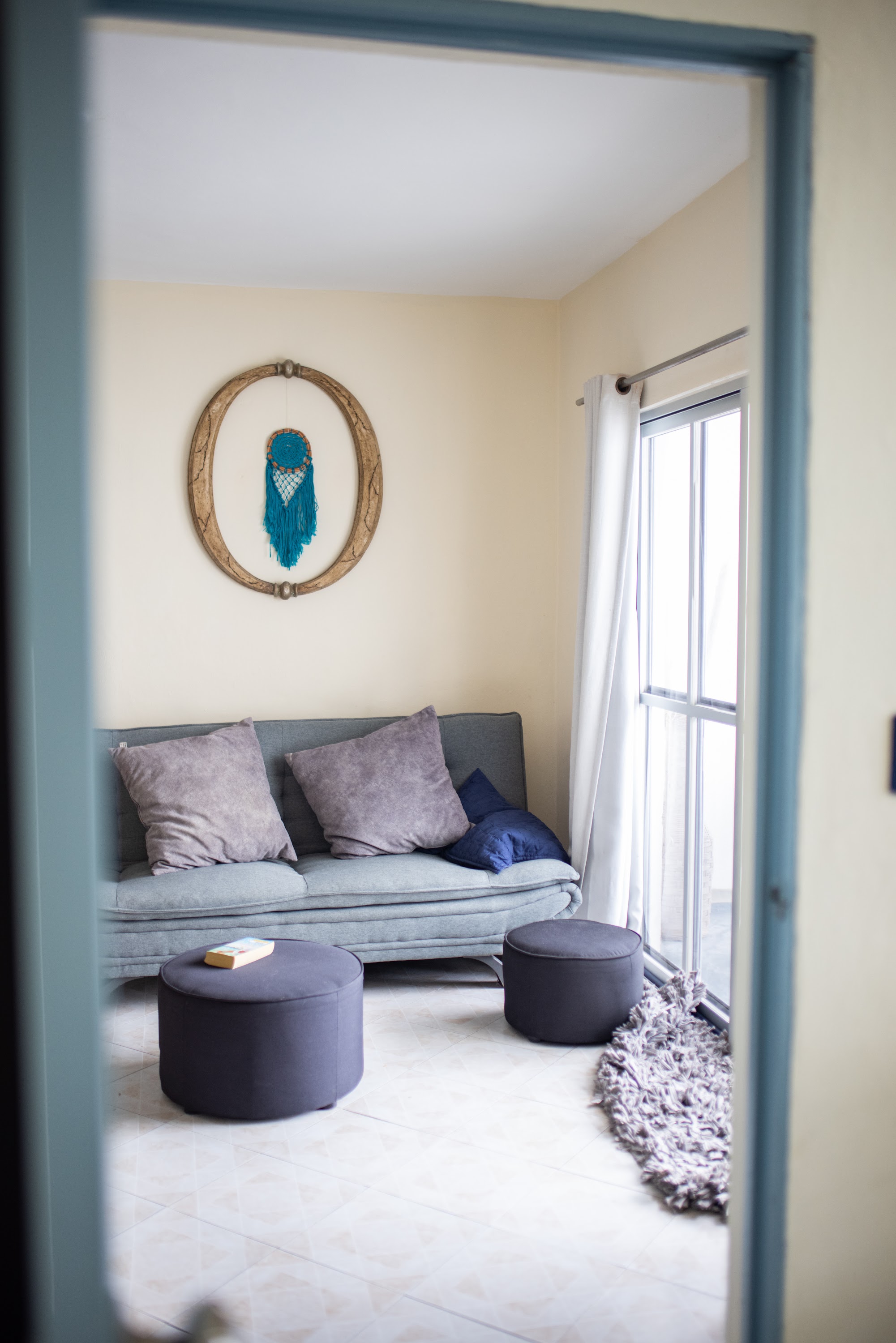 Cozy Living Room View Through Doorway