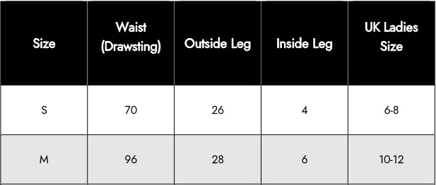 Women's Clothing Size Chart – Waist, Leg, and UK Ladies Sizing