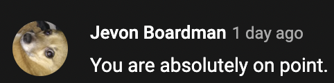 Jevon Boardman Comment