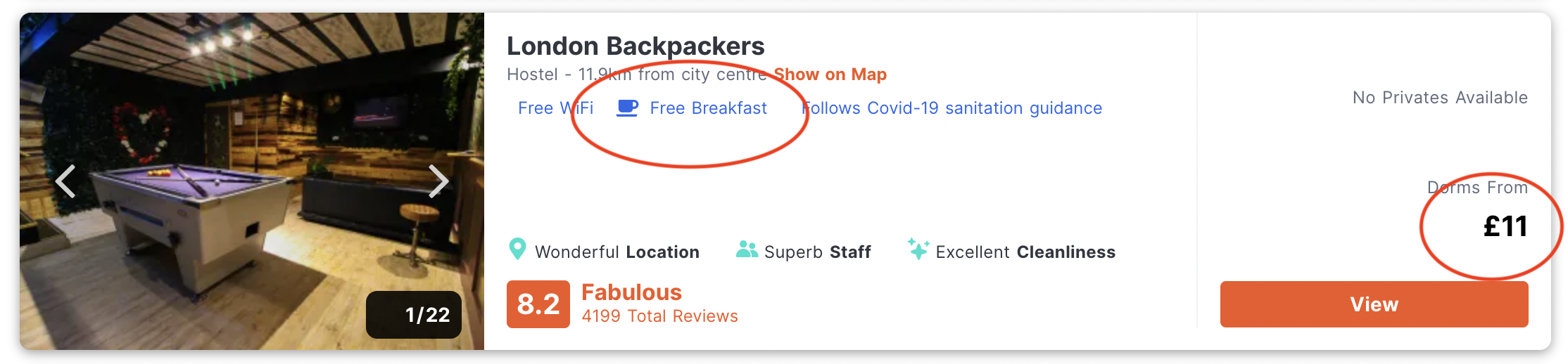 London Backpackers Hostel Listing