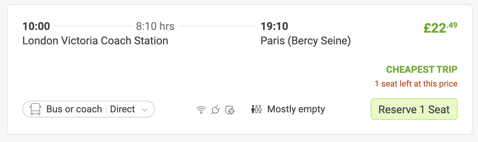 Train/Bus Trip Details from London to Paris