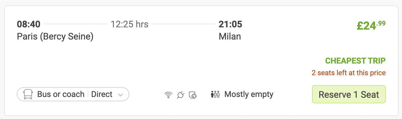 Bus or Coach Trip from Paris to Milan