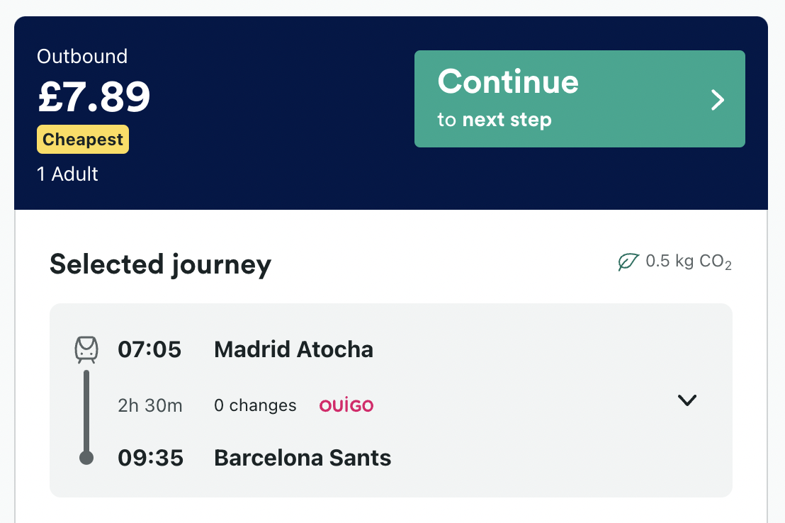 Train Journey Booking Summary