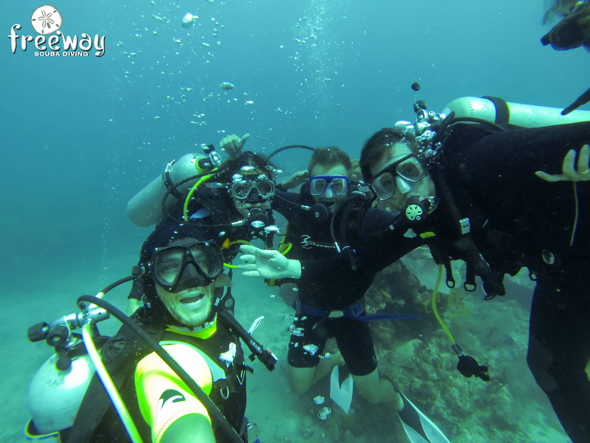 Underwater Group Dive Selfie